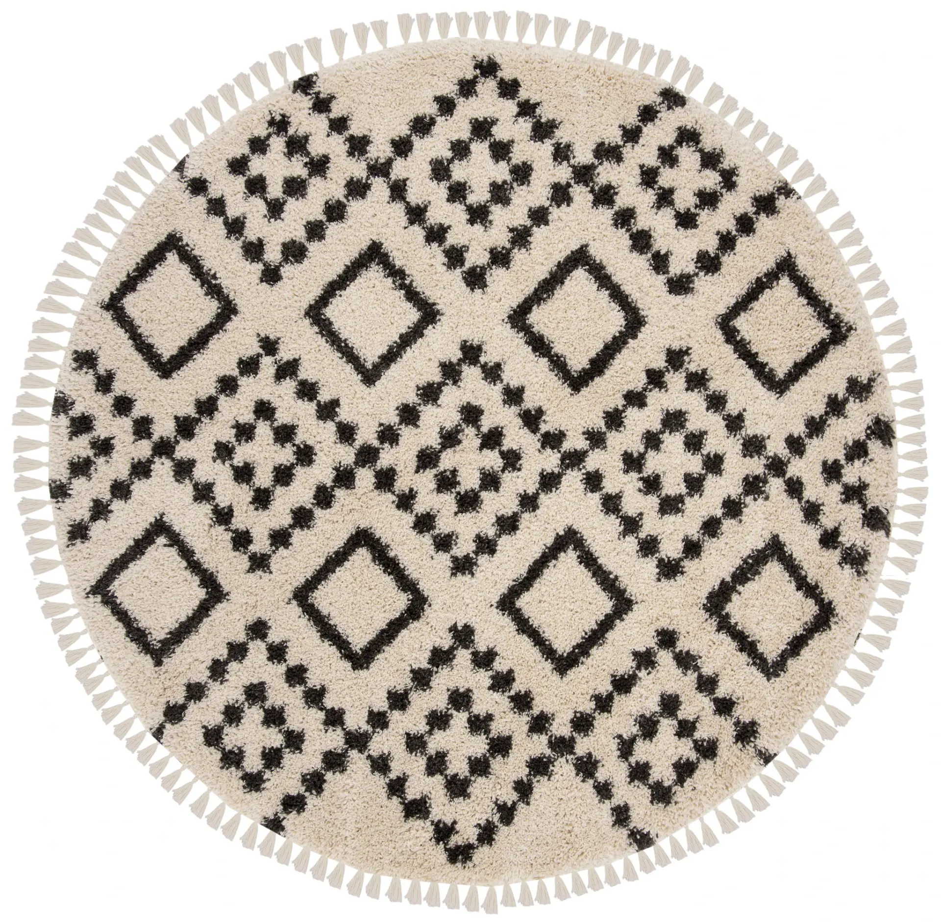 Moroccan Fringe Dotted Diamond Shag Rug