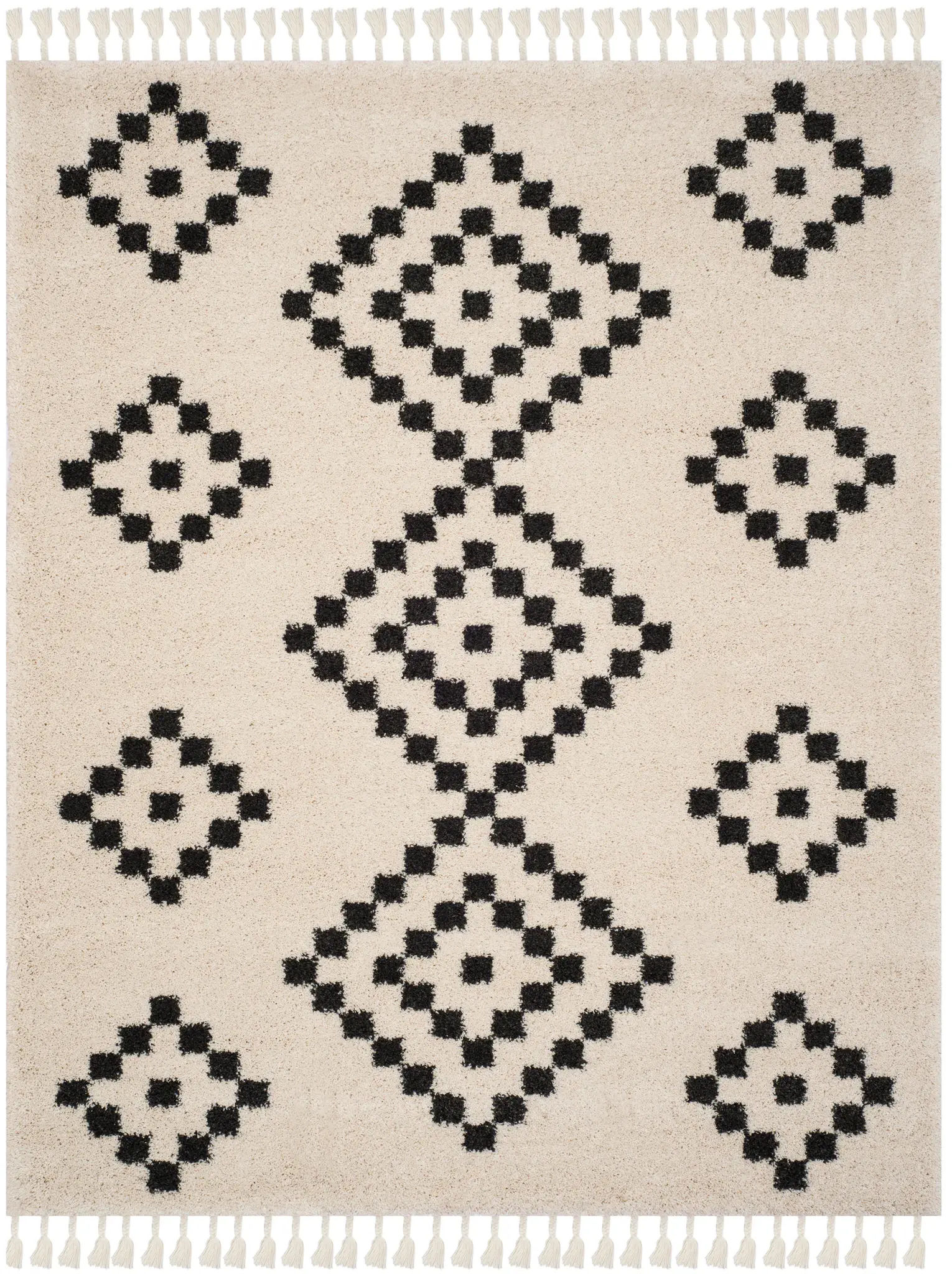 Moroccan Fringe Diamond Shag Rug