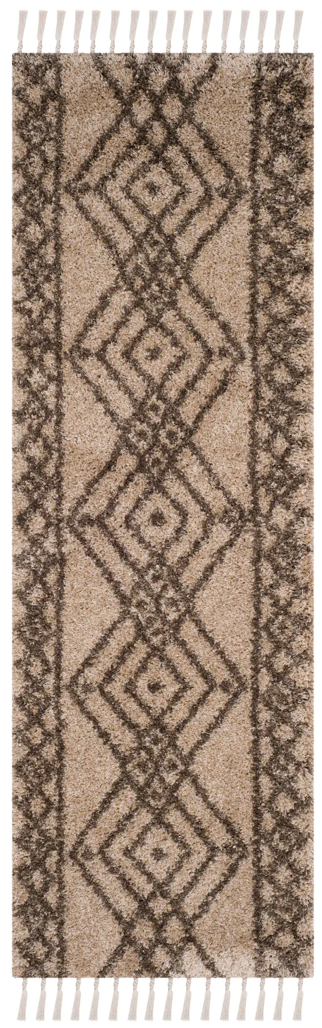 Moroccan Fringe Bordered Diamond Shag Rug
