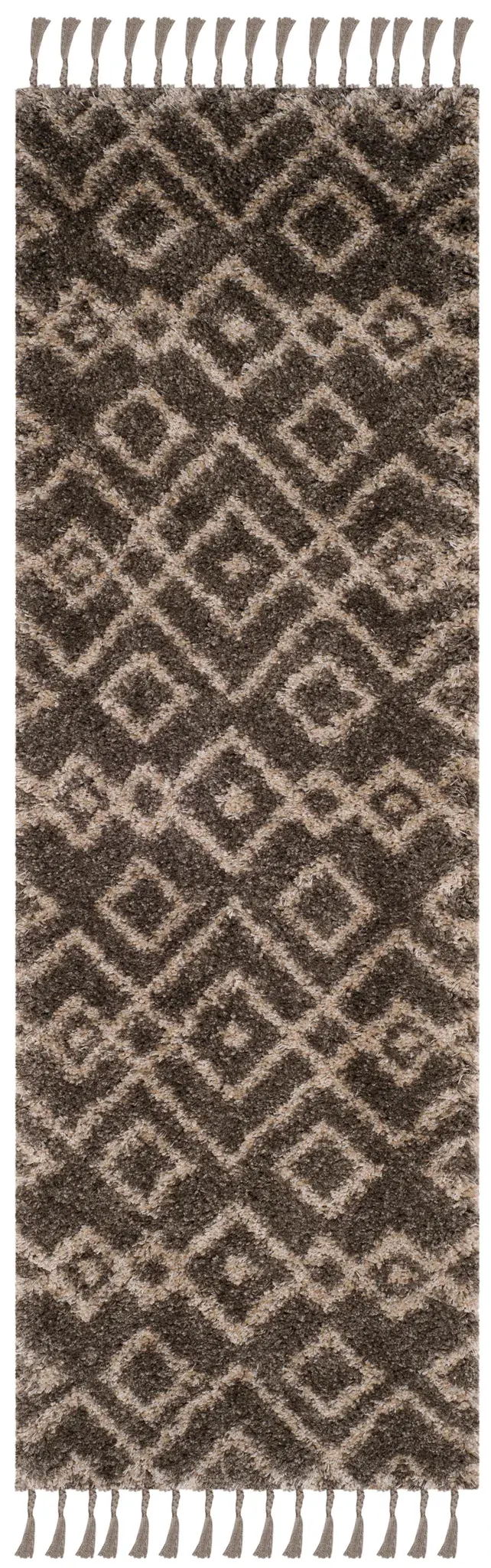 Moroccan Fringe Double Nested Diamond Shag Rug