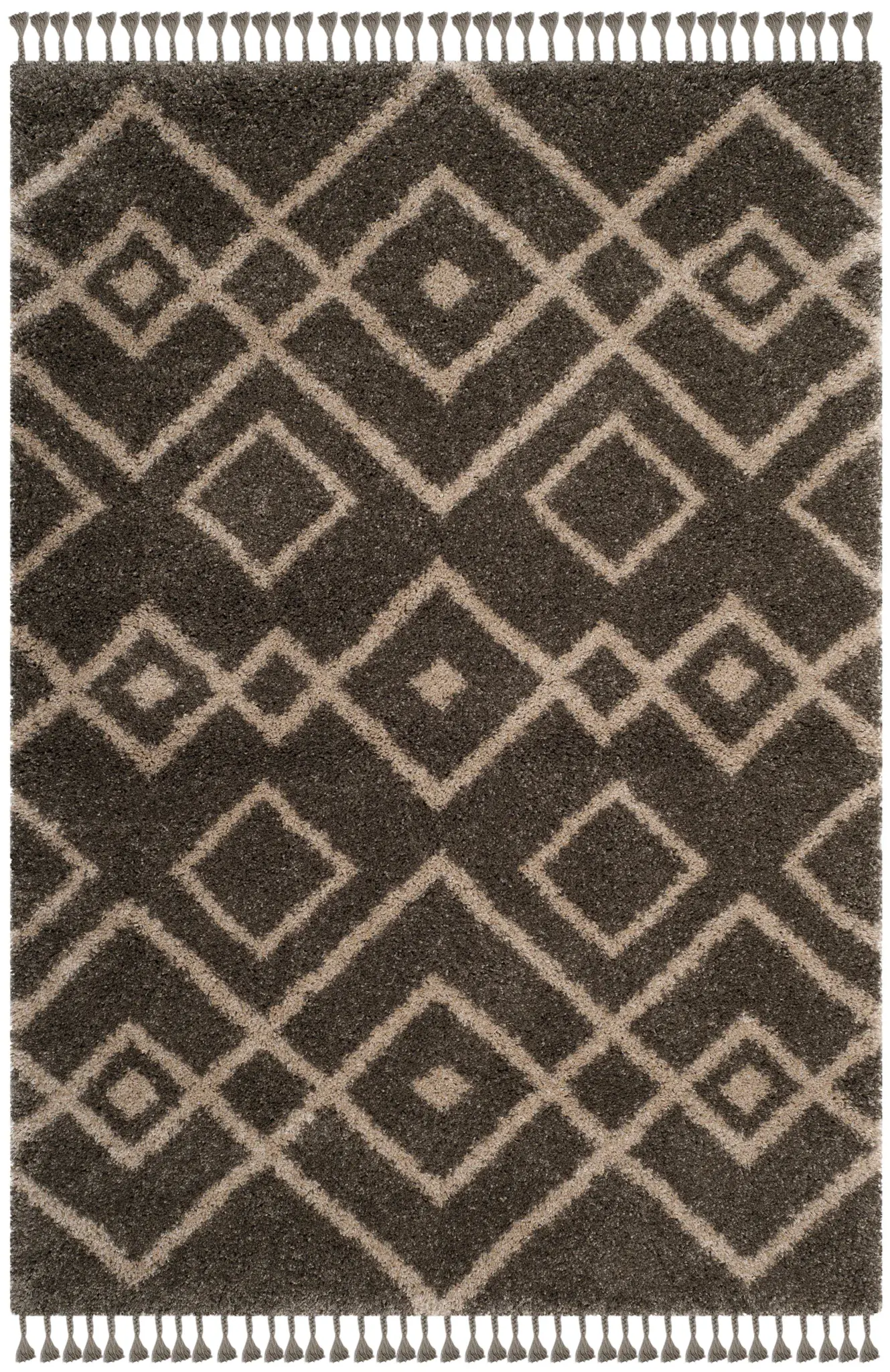Moroccan Fringe Double Nested Diamond Shag Rug