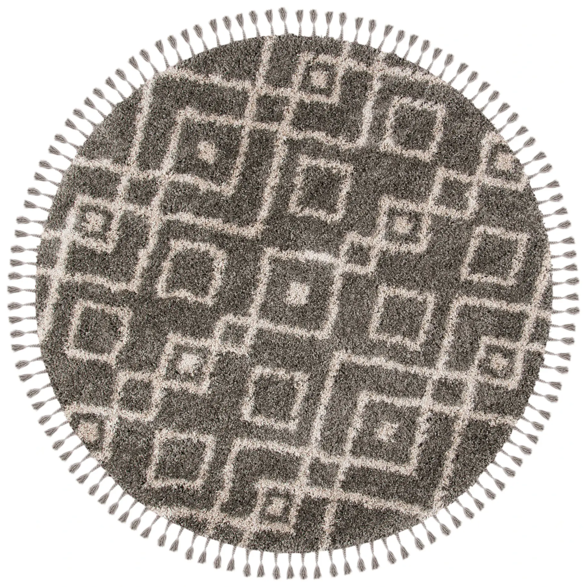 Moroccan Fringe Double Nested Diamond Shag Rug