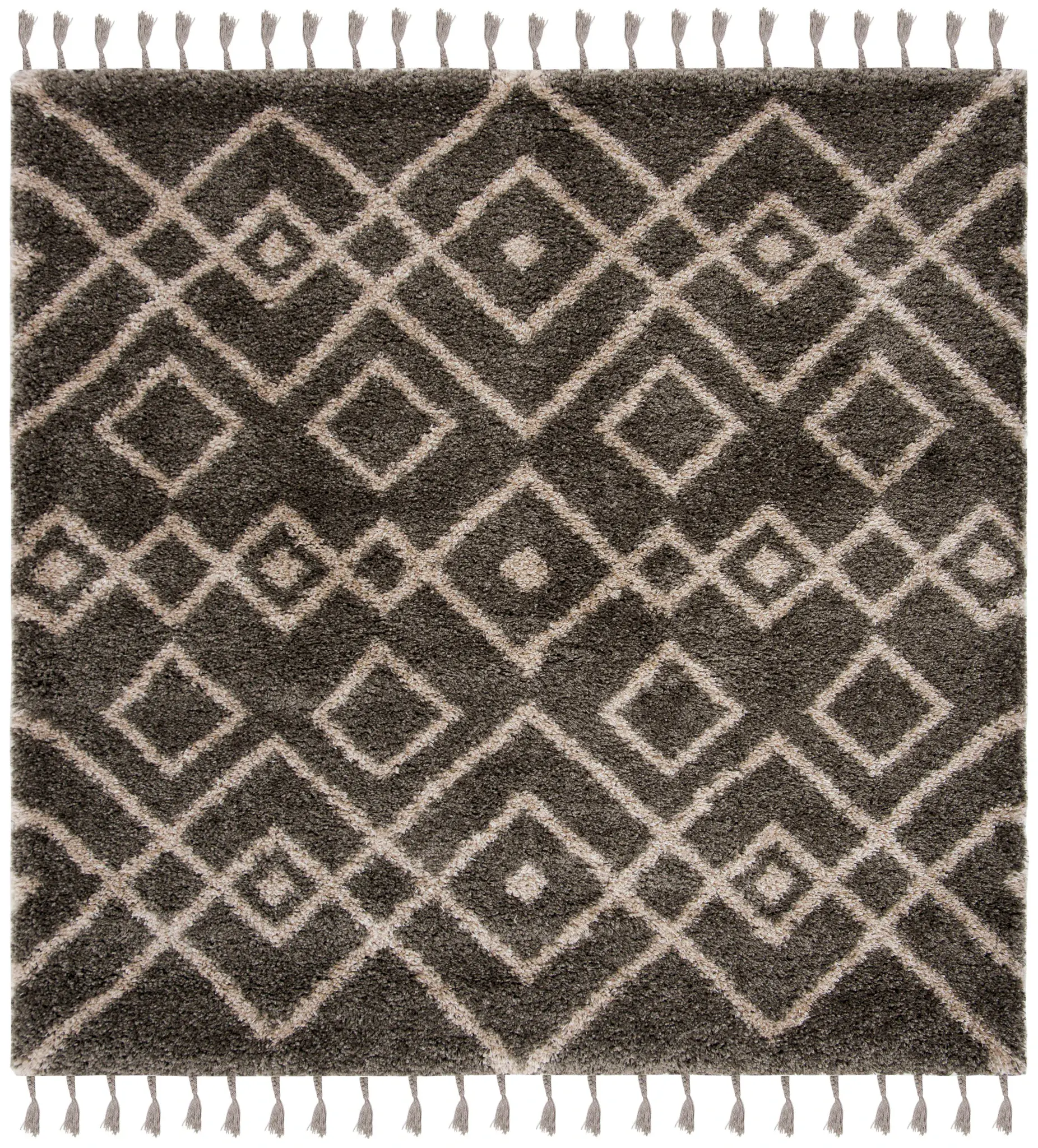 Moroccan Fringe Double Nested Diamond Shag Rug