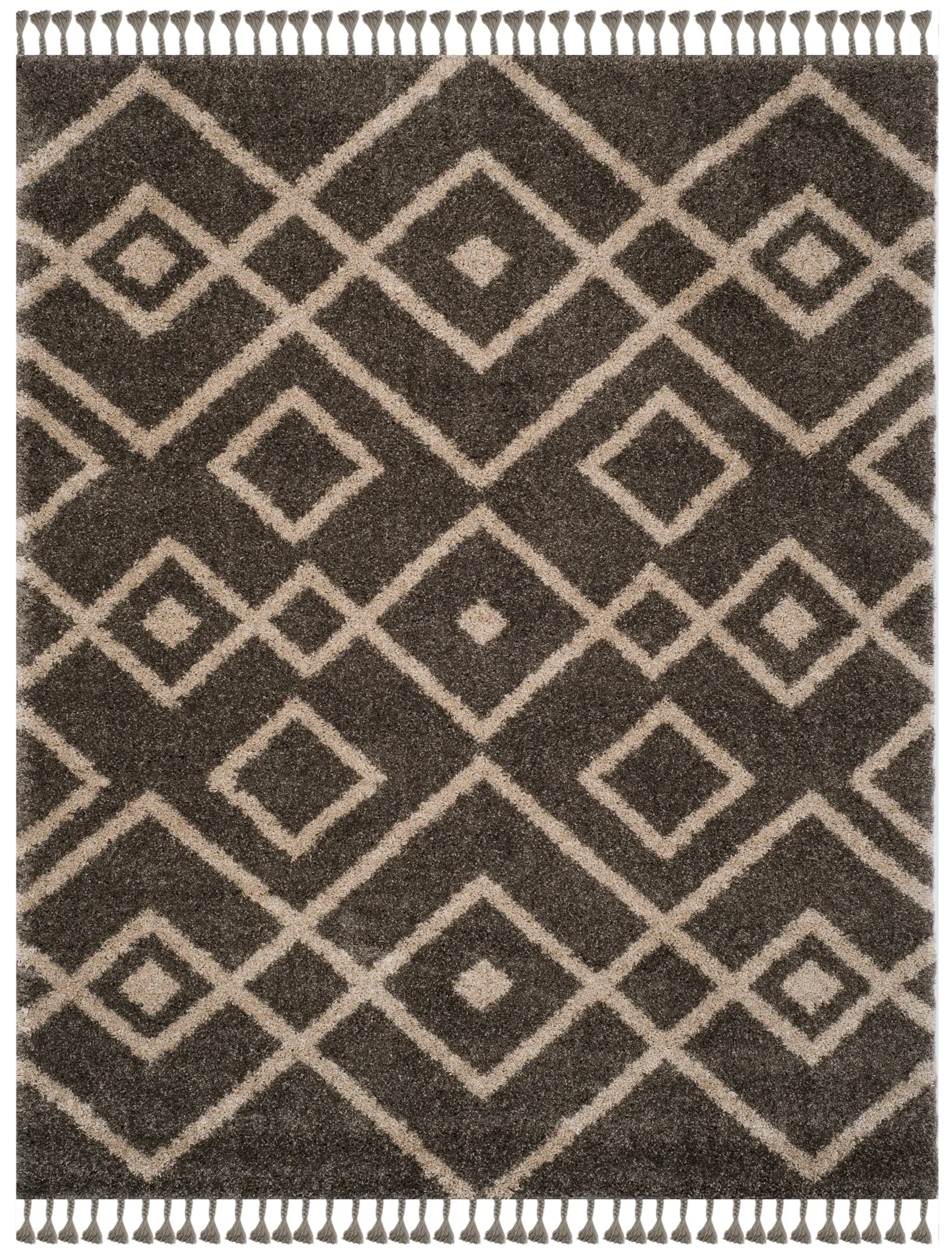 Moroccan Fringe Double Nested Diamond Shag Rug