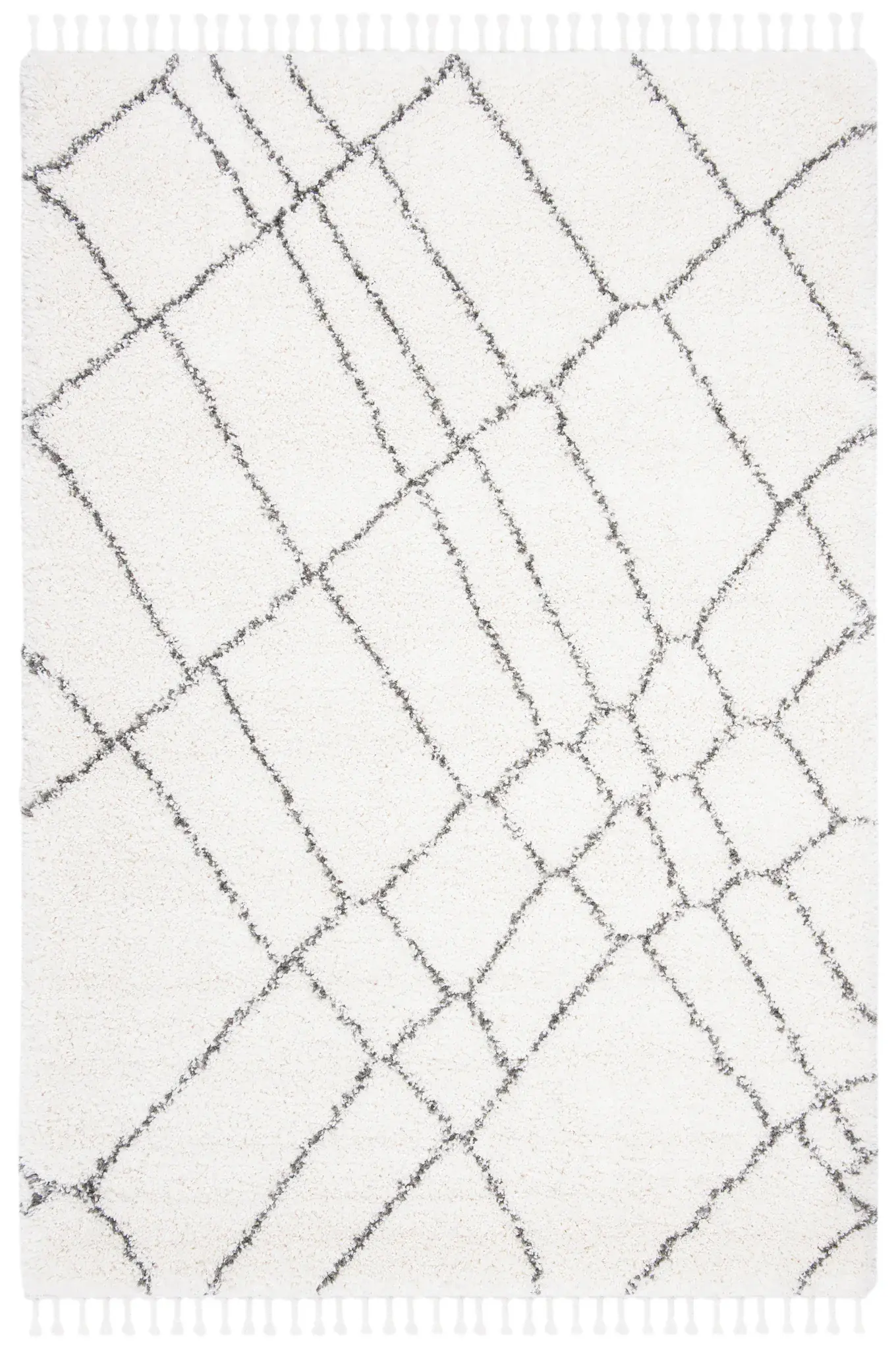 Moroccan Fringe Grid Shag Rug