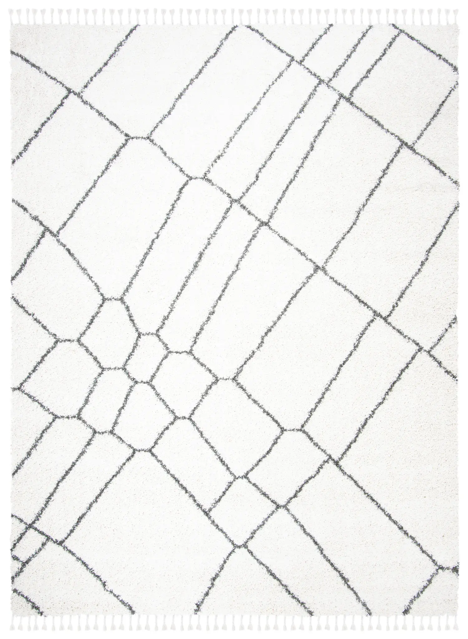 Moroccan Fringe Grid Shag Rug