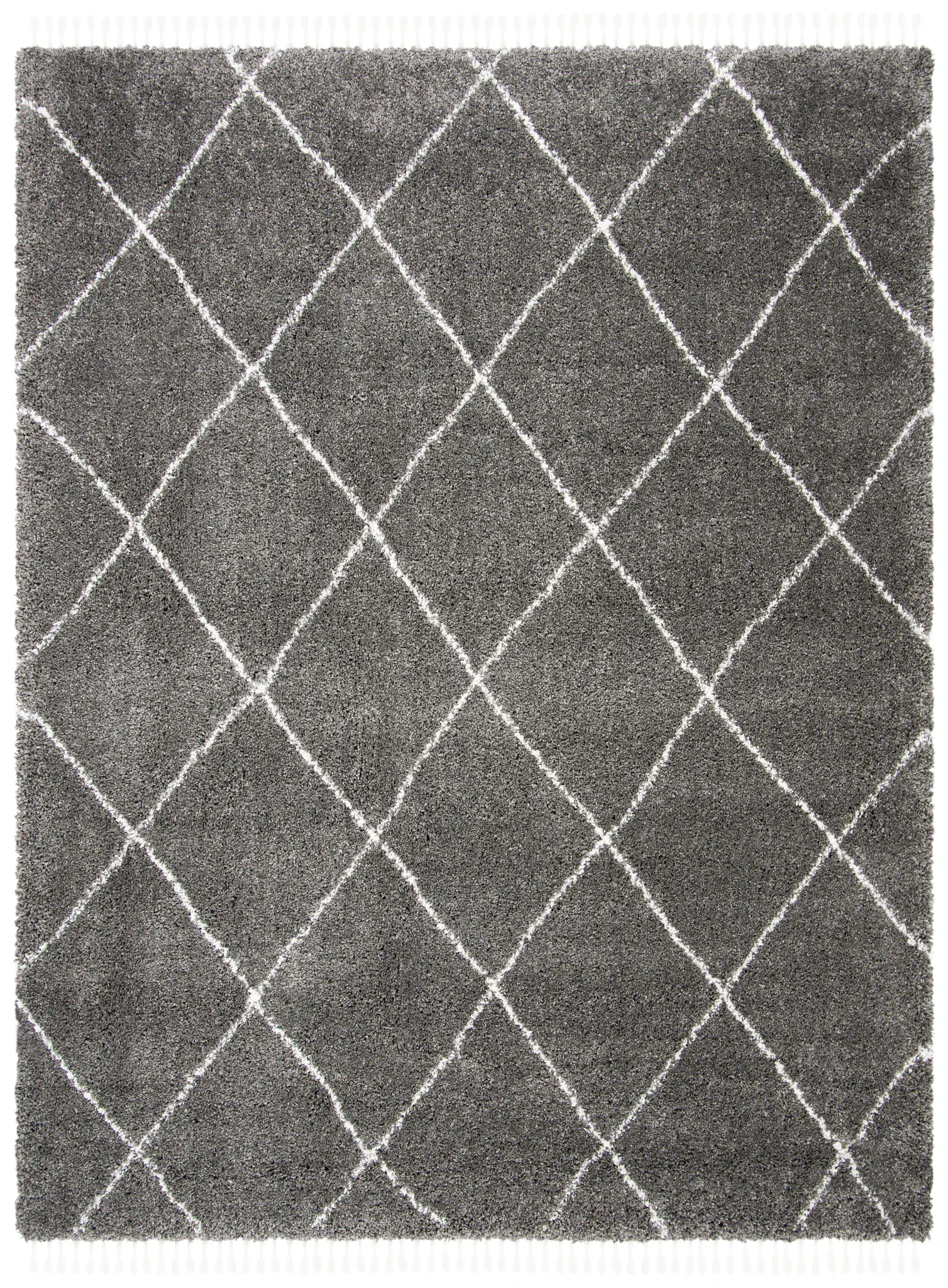 Moroccan Fringe Shag Diamond Trellis Rug