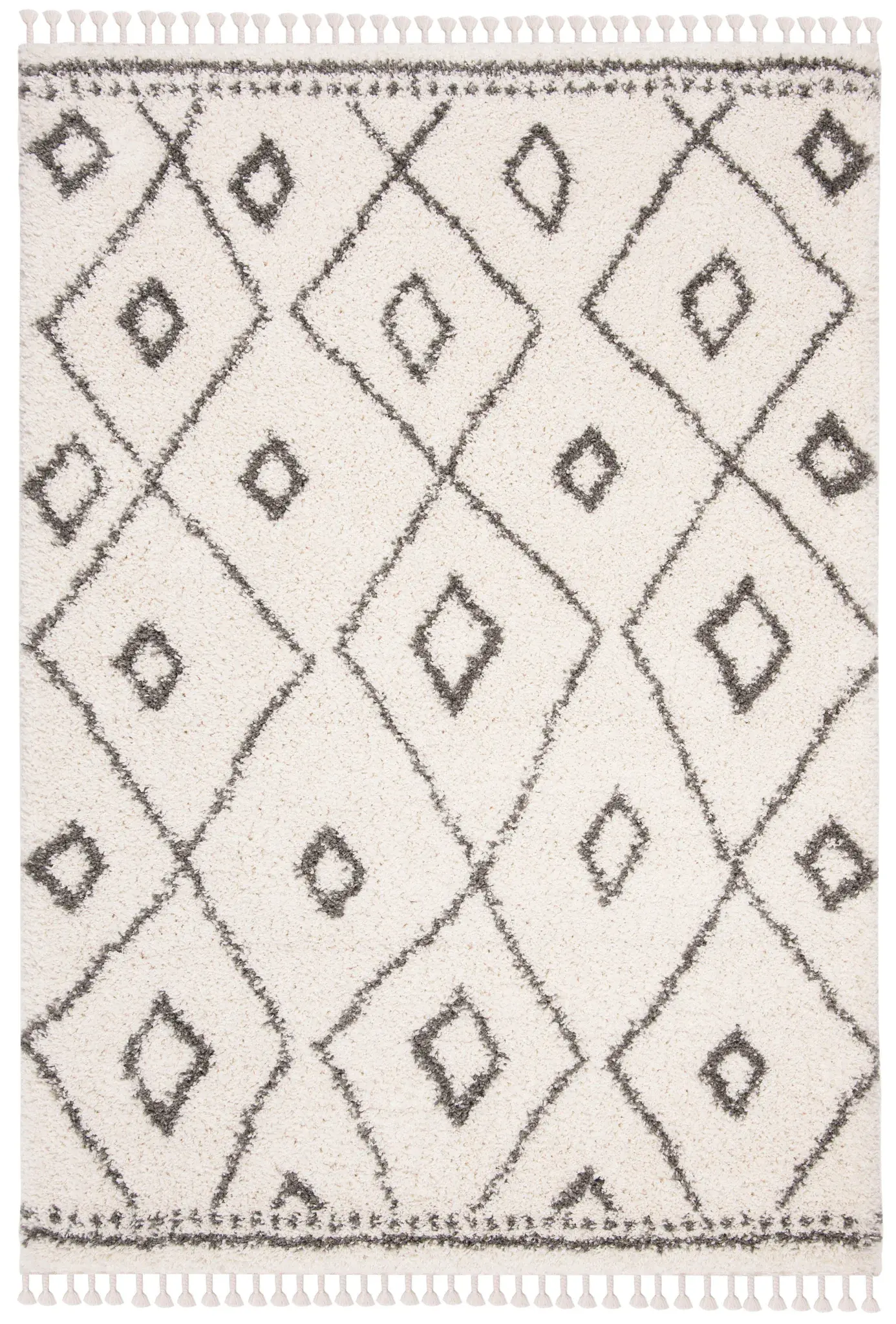 Moroccan Fringe Nested Diamond Shag Rug