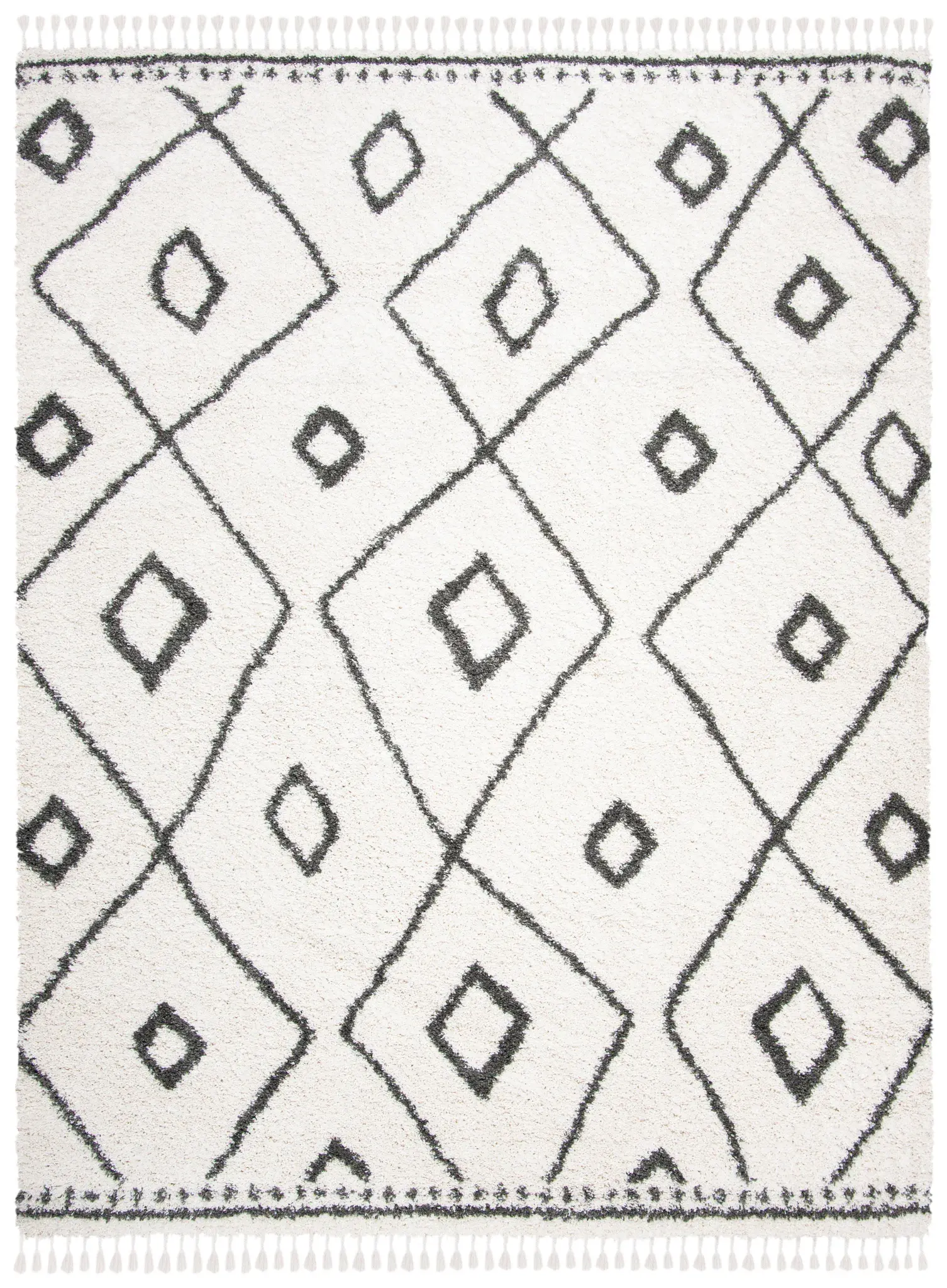 Moroccan Fringe Nested Diamond Shag Rug