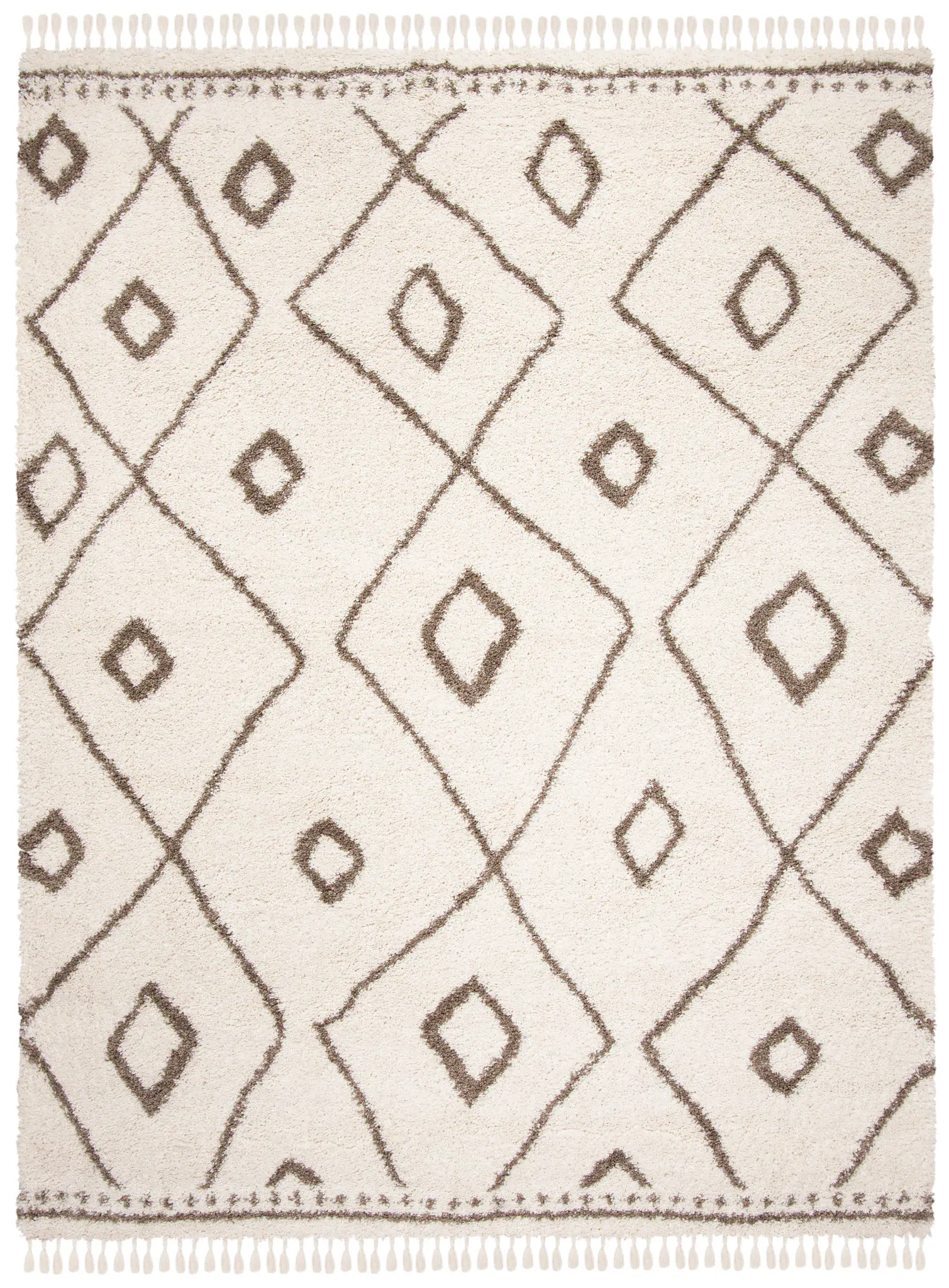 Moroccan Fringe Nested Diamond Shag Rug