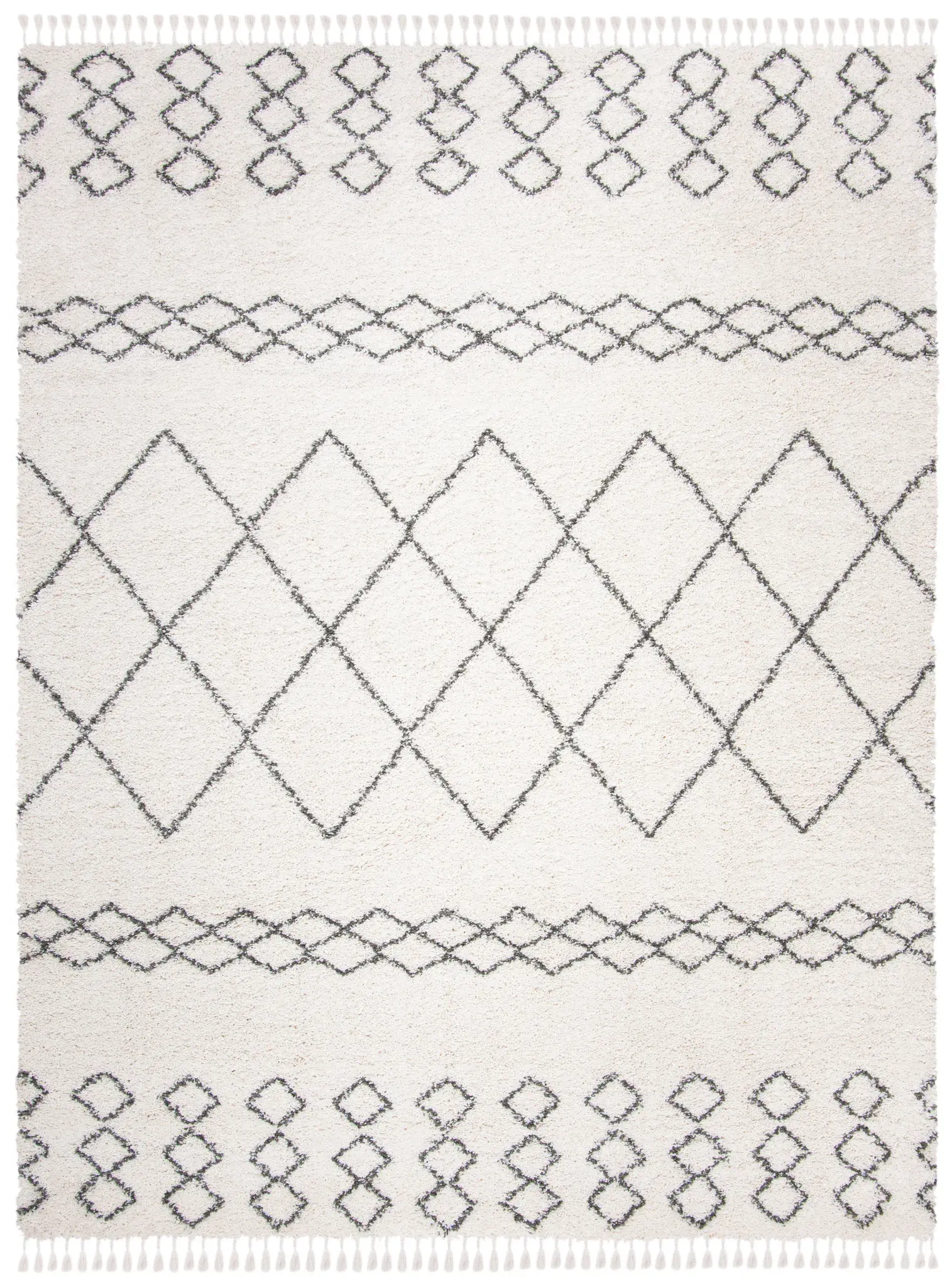 Moroccan Fringe Shag Bohemian Geometric Rug