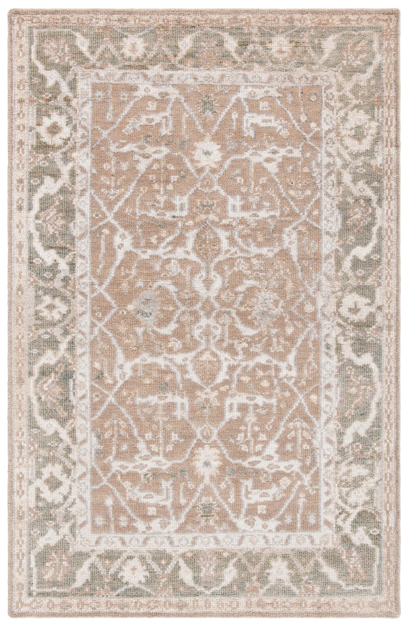 Maharaja Faded Floral Bordered Hand-Knotted Rug
