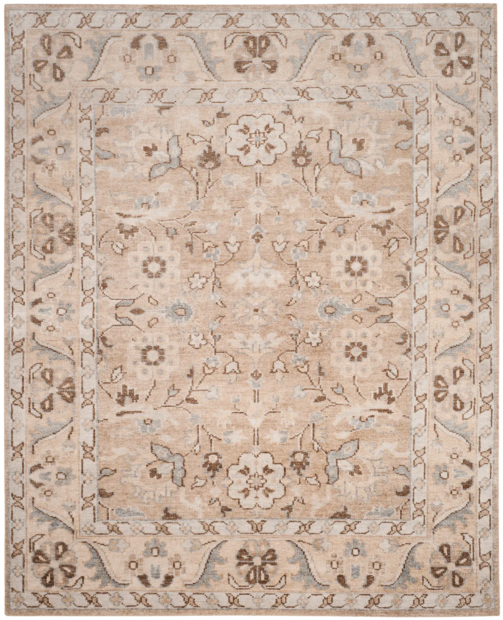 Maharaja Floral Border Hand-Knotted Viscose Rug