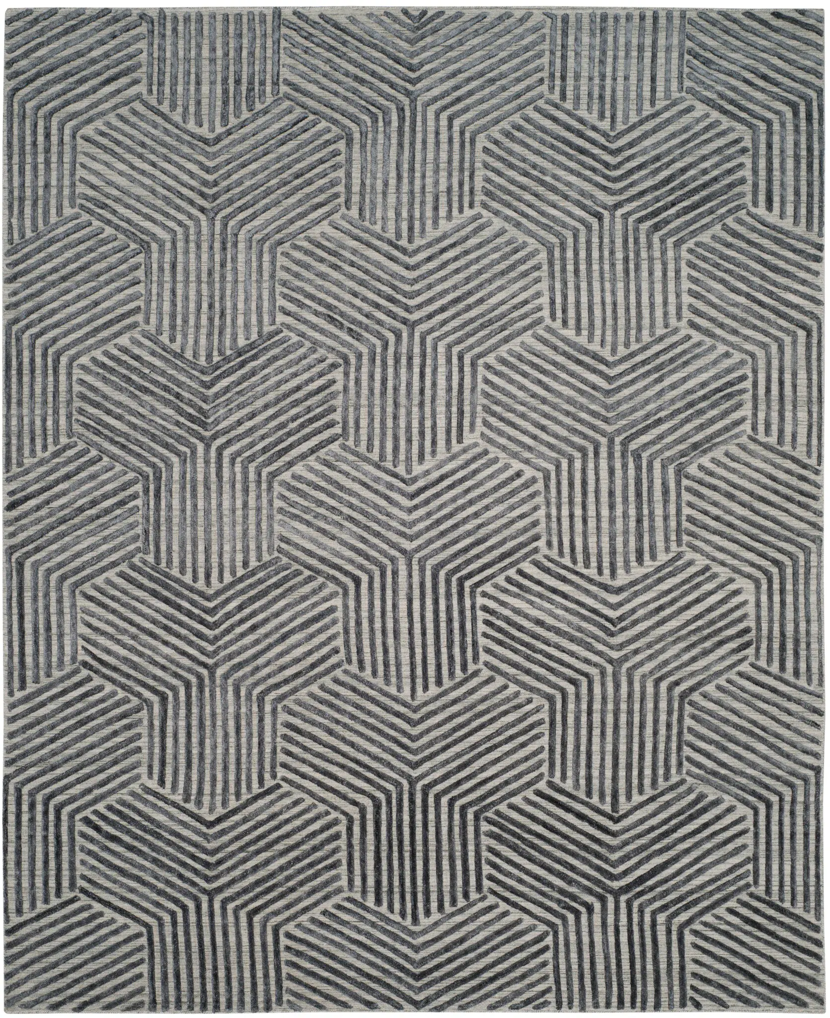 Mirage Interlocking Geometric Hand-Loomed Rug