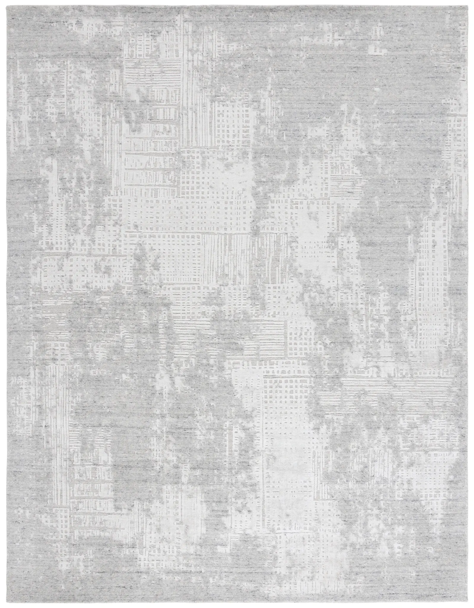 Mirage Prisma Distressed Grid Hand-Loomed Wool & Viscose Rug