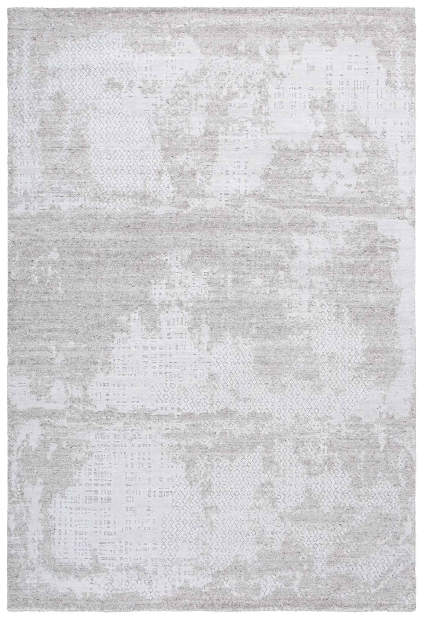 Mirage Distressed Grid Hand-Loomed Wool & Viscose Rug