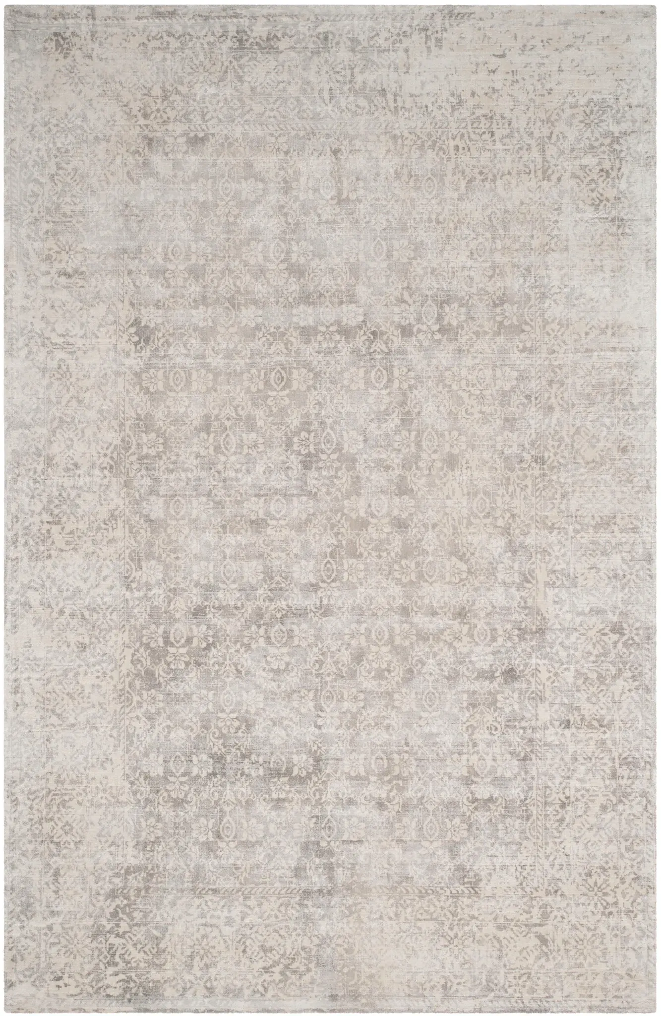 Mirage Distressed Damask Hand-Loomed Viscose Rug