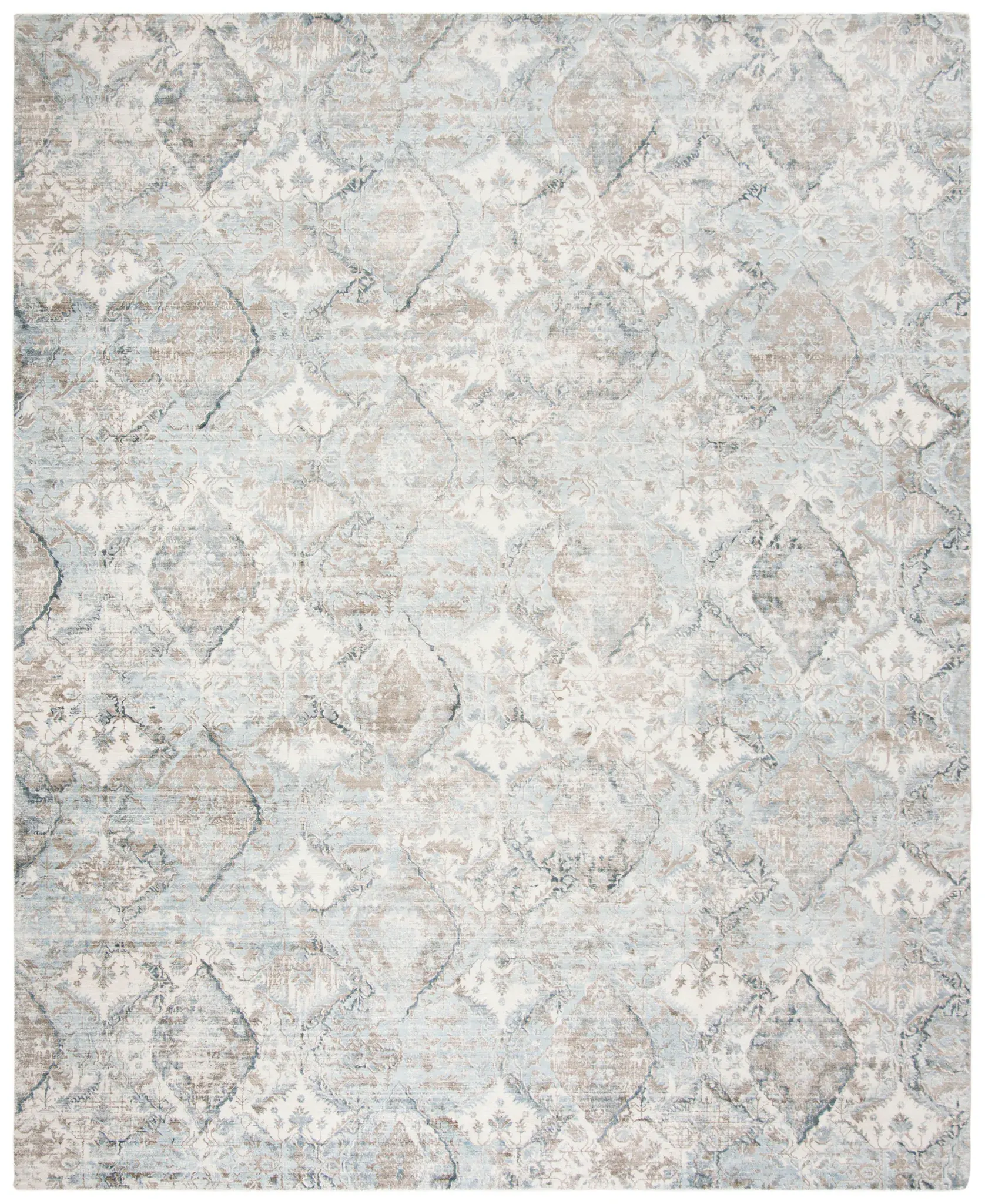 Mirage Faded Ogee Hand-Loomed Viscose Rug