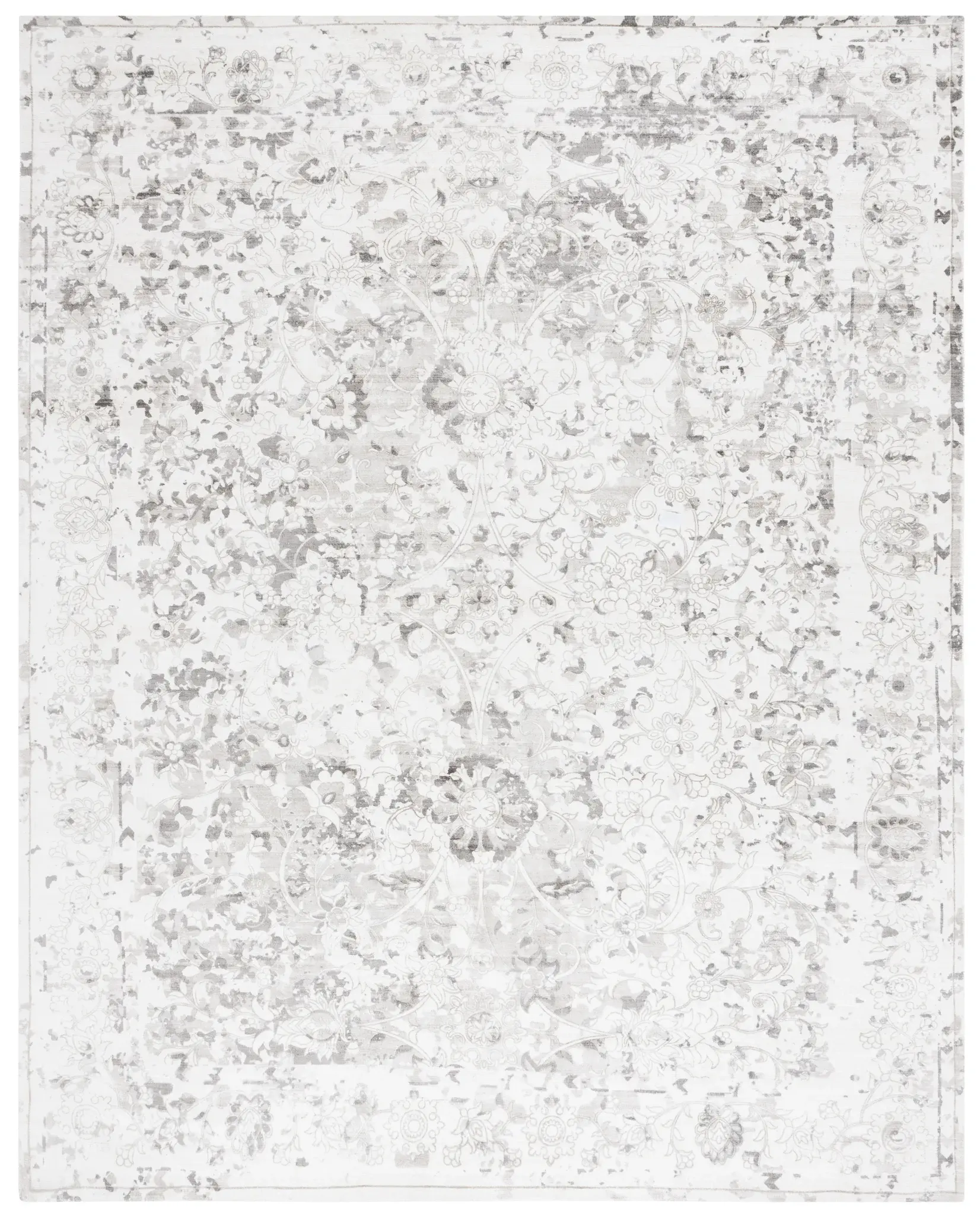 Mirage Distressed Floral Hand-Loomed Viscose Rug