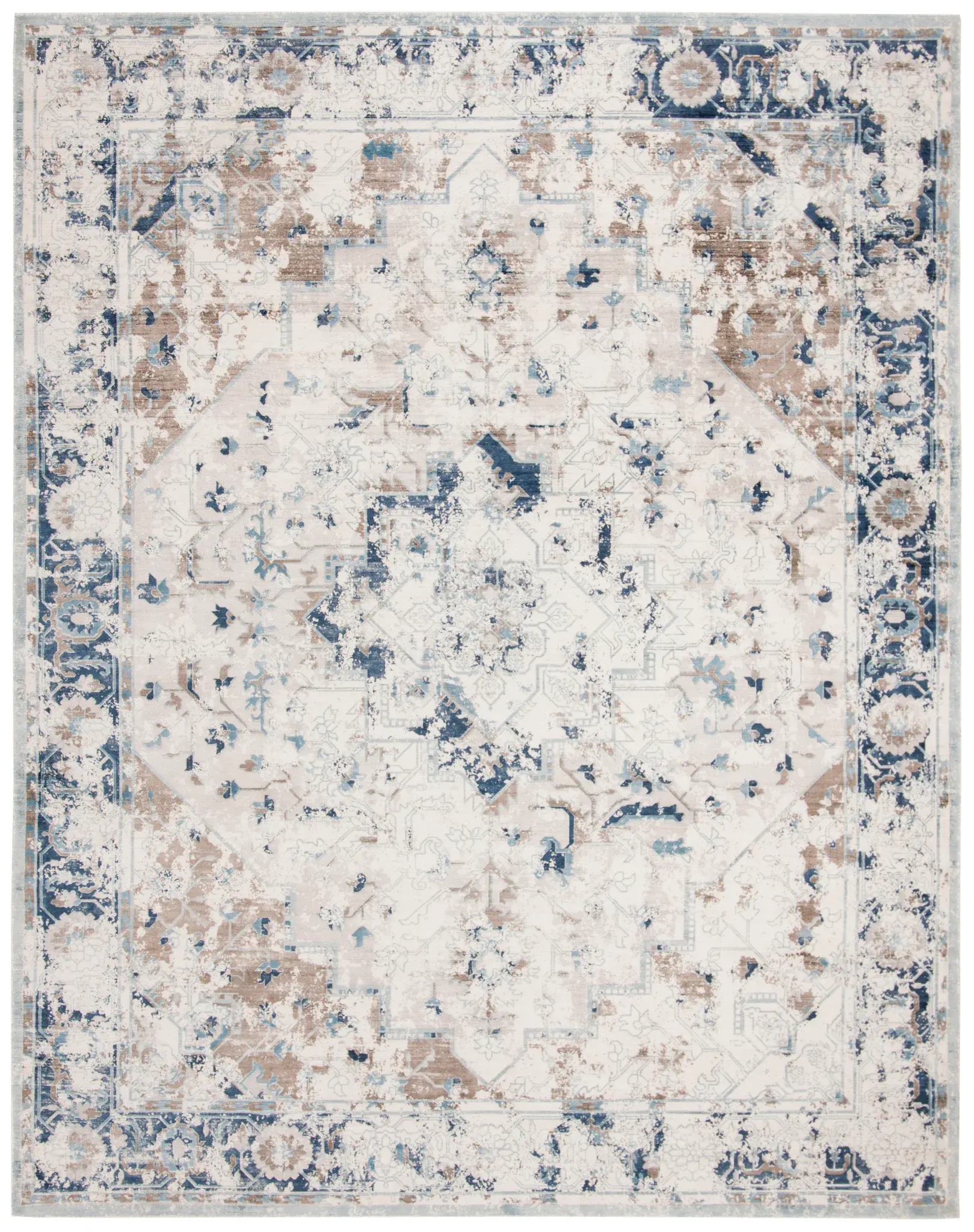 Mirage Faded Geometric Medallion Hand-Loomed Viscose Rug