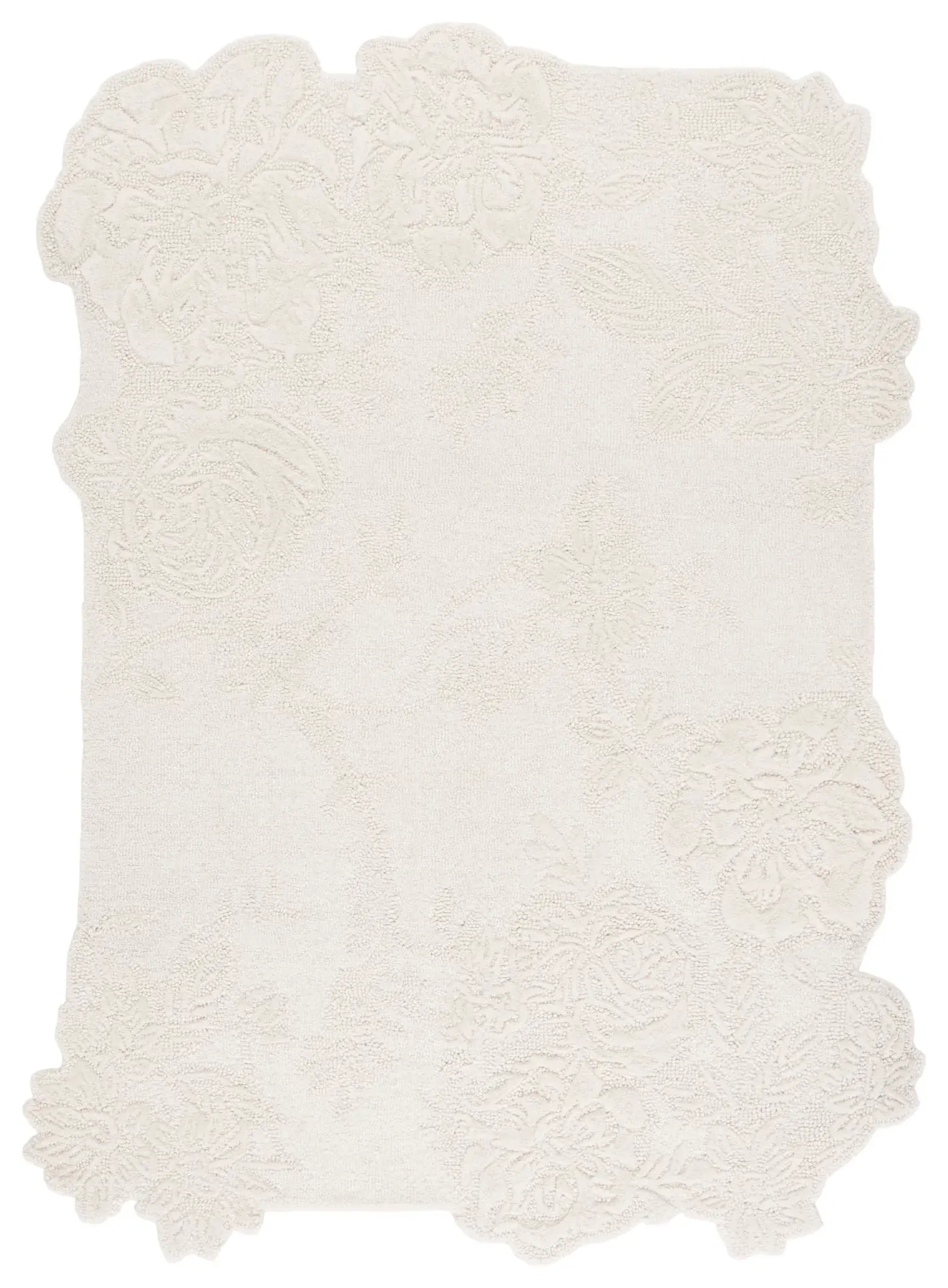 Mykonos Sculpted Floral Border Hand-Tufted Wool Rug