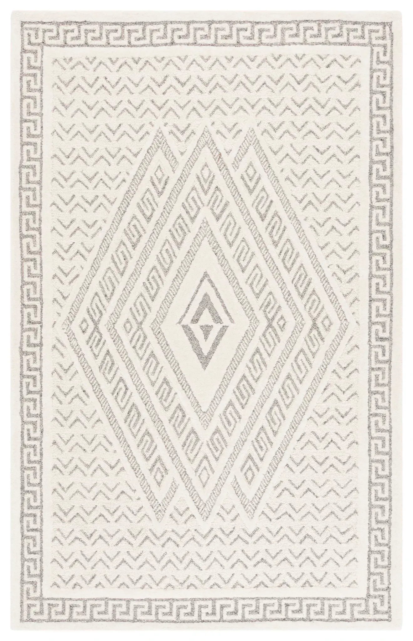 Mykonos Greek Key And Chevron Hand-Tufted Wool Rug