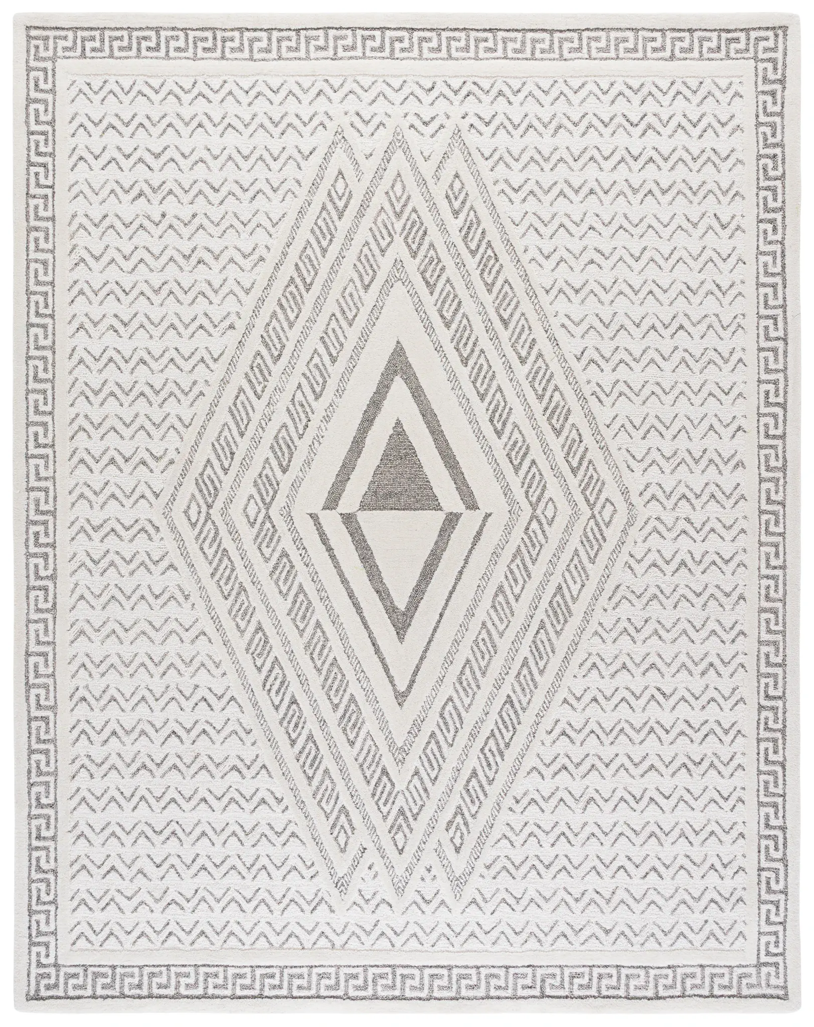 Mykonos Greek Key And Chevron Hand-Tufted Wool Rug