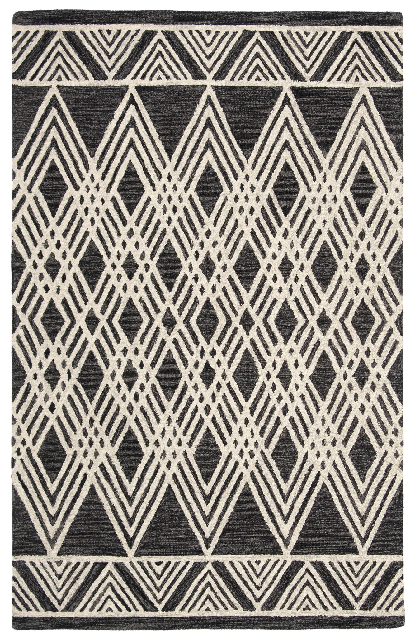 Micro-Loop Chevron Diamond Hand-Tufted Wool Rug