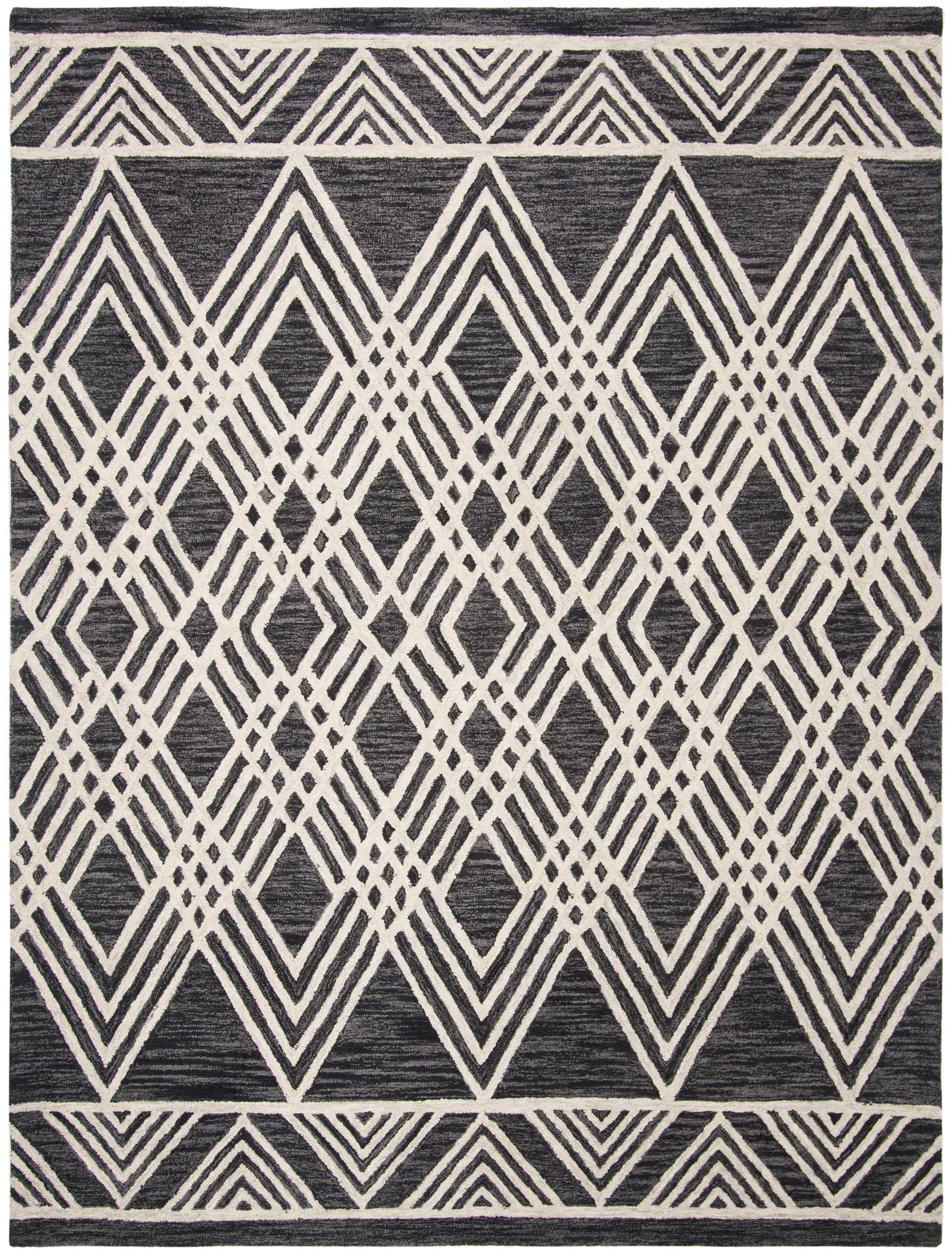 Micro-Loop Chevron Diamond Hand-Tufted Wool Rug