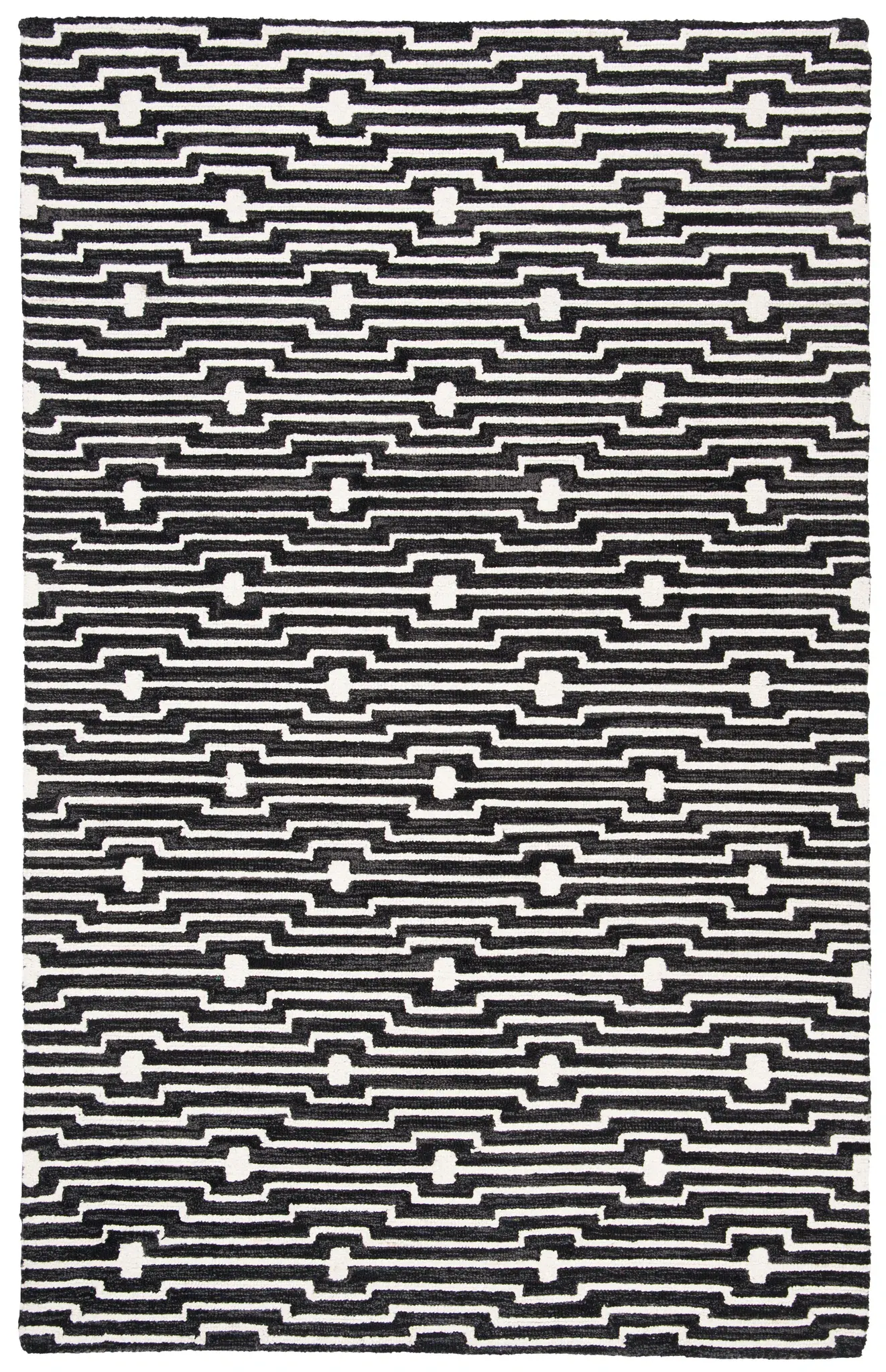Micro-Loop Stepped Stripe Hand-Tufted Wool Rug