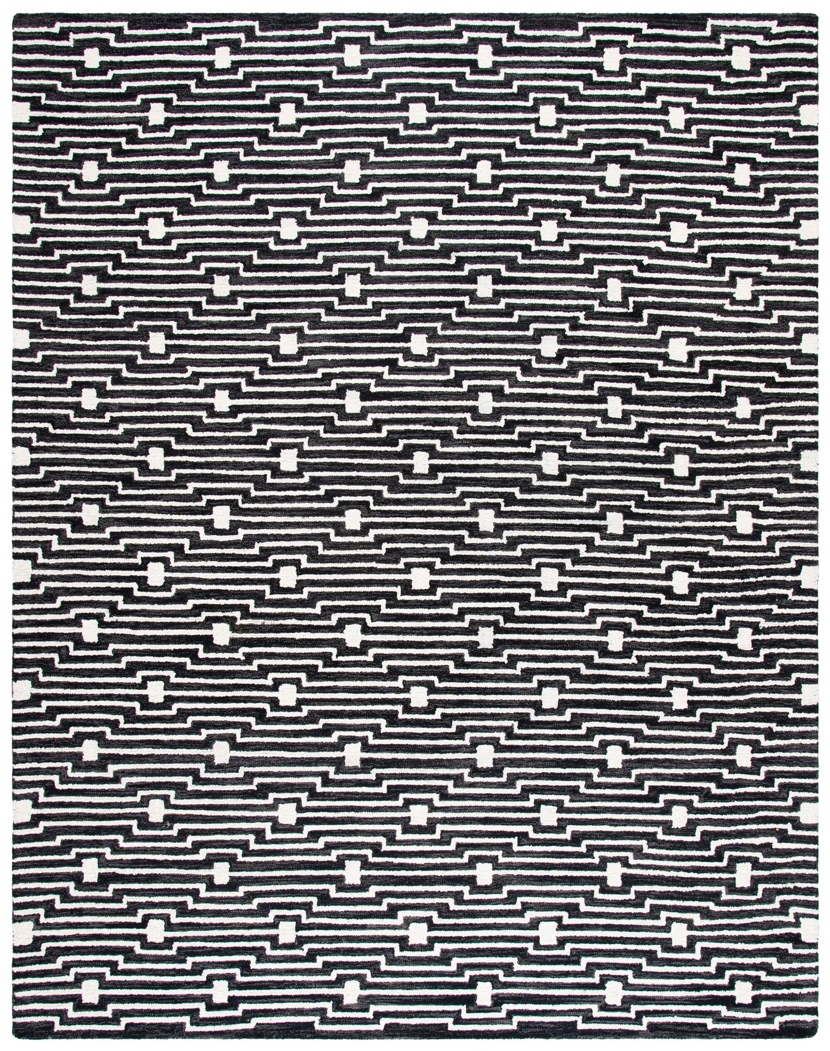 Micro-Loop Stepped Stripe Hand-Tufted Wool Rug