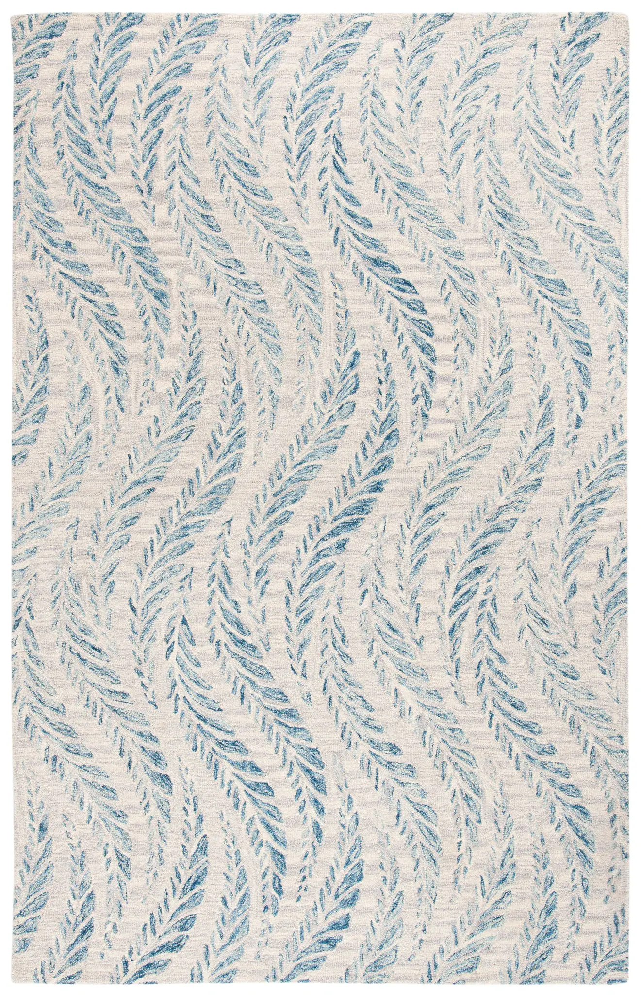 Micro-Loop Wavy Leaf Hand-Tufted Wool Rug