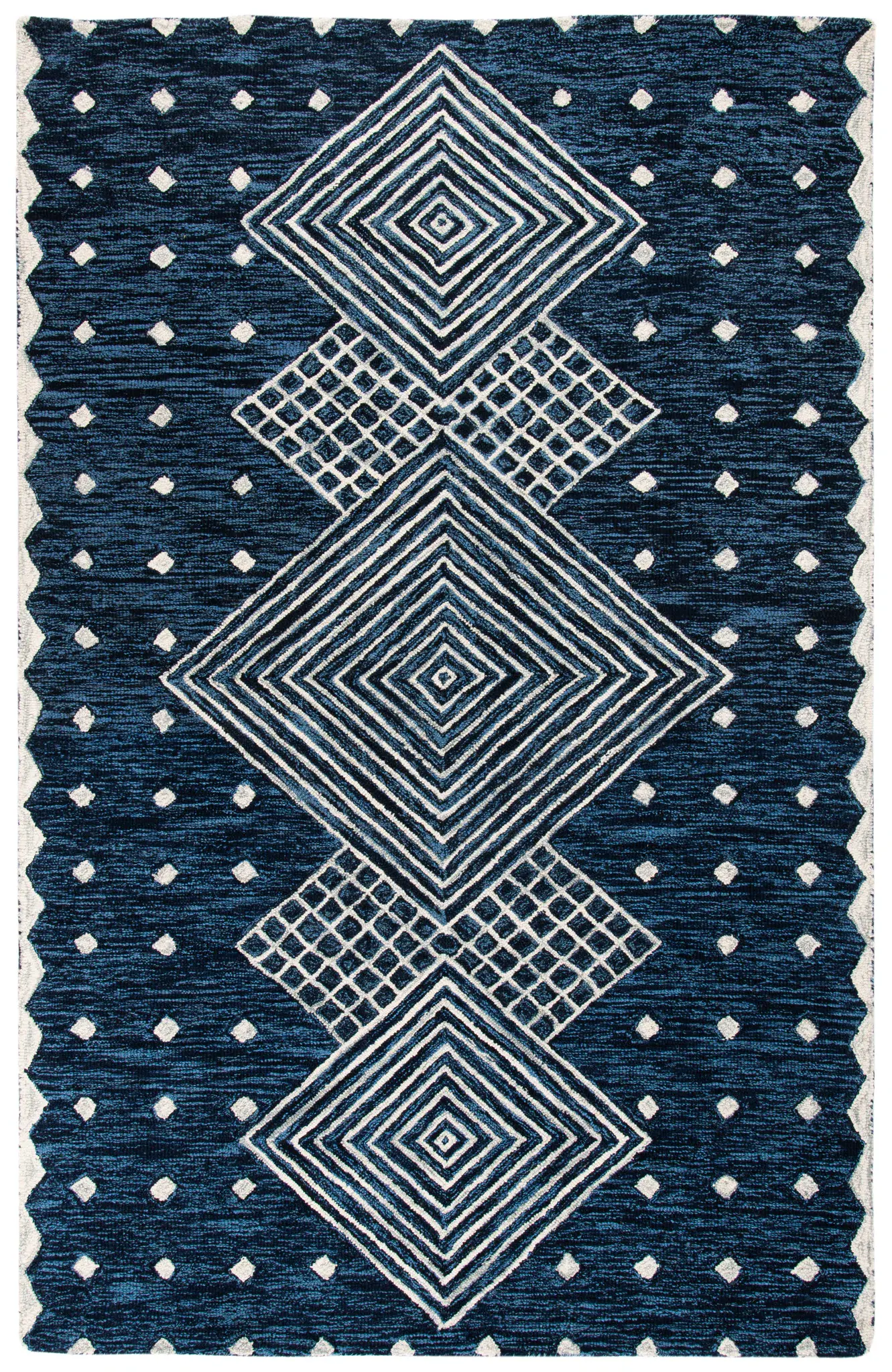 Micro-Loop Tribal Diamond Medallion Hand-Tufted Wool Rug