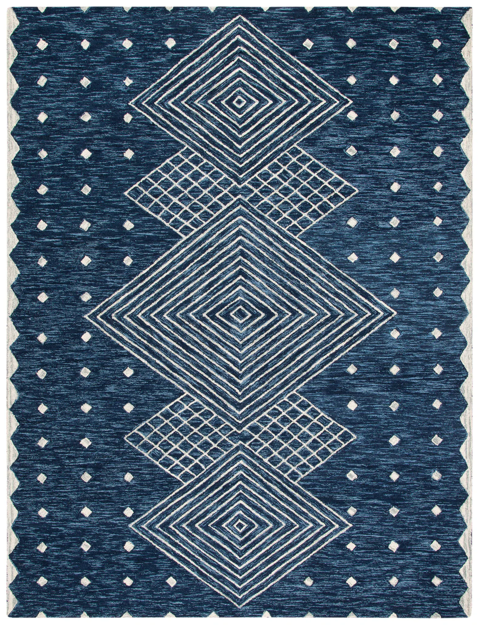 Micro-Loop Tribal Diamond Medallion Hand-Tufted Wool Rug