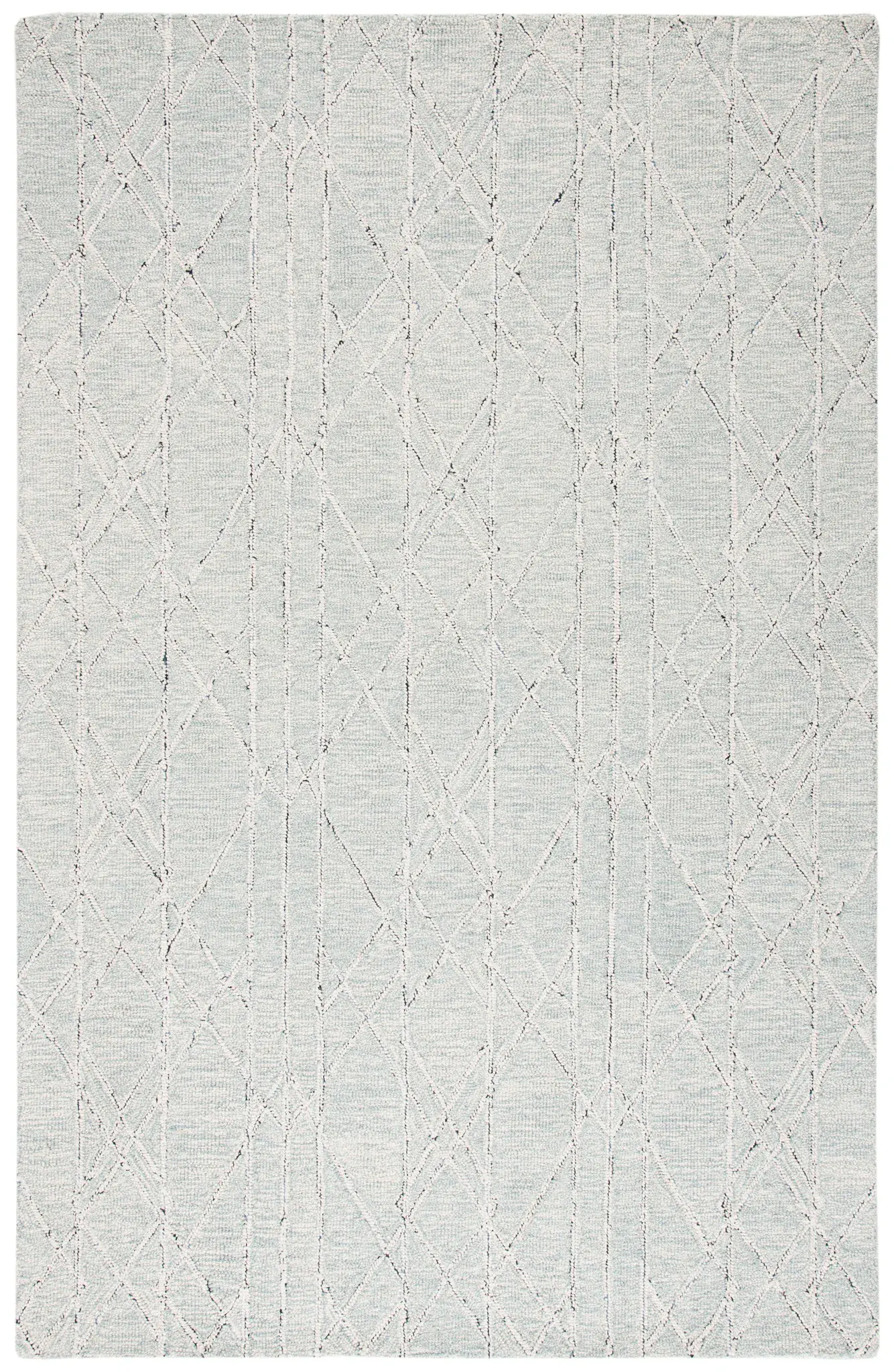Micro-Loop Banded Trellis Hand-Tufted Wool Rug