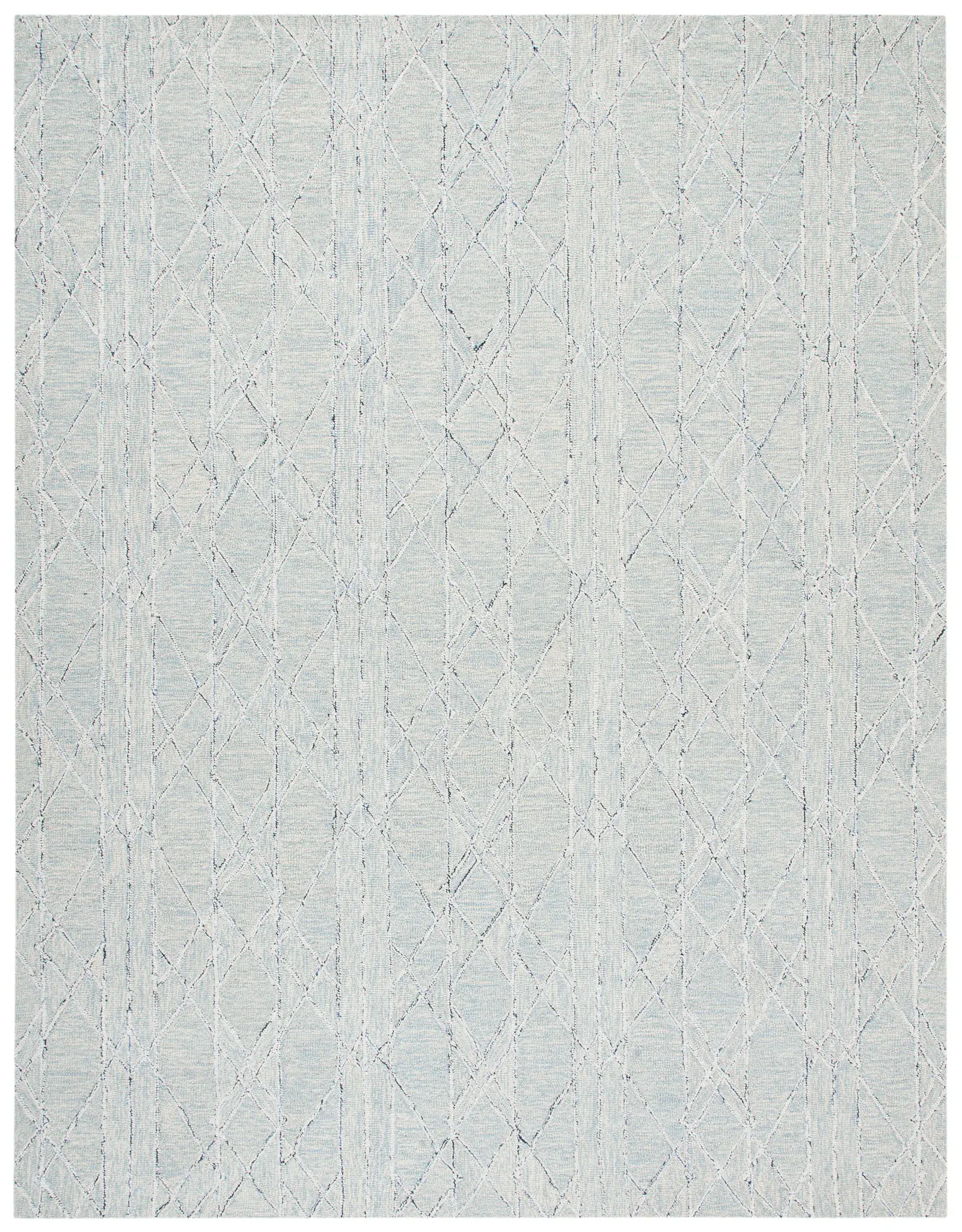 Micro-Loop Banded Trellis Hand-Tufted Wool Rug