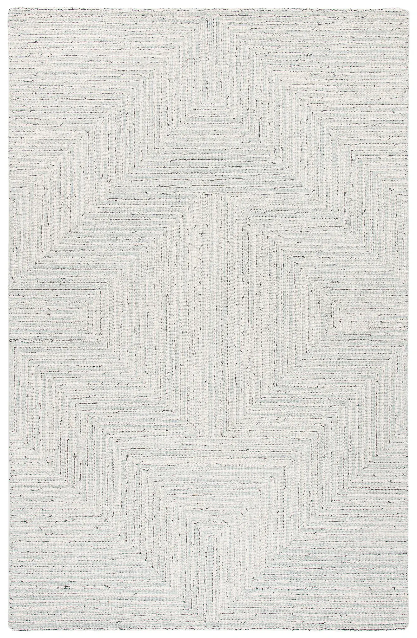 Micro-Loop Concentric Maze Hand-Tufted Wool Rug