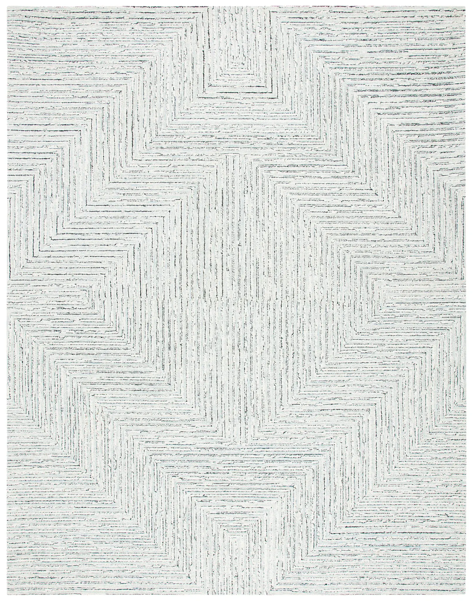 Micro-Loop Concentric Maze Hand-Tufted Wool Rug
