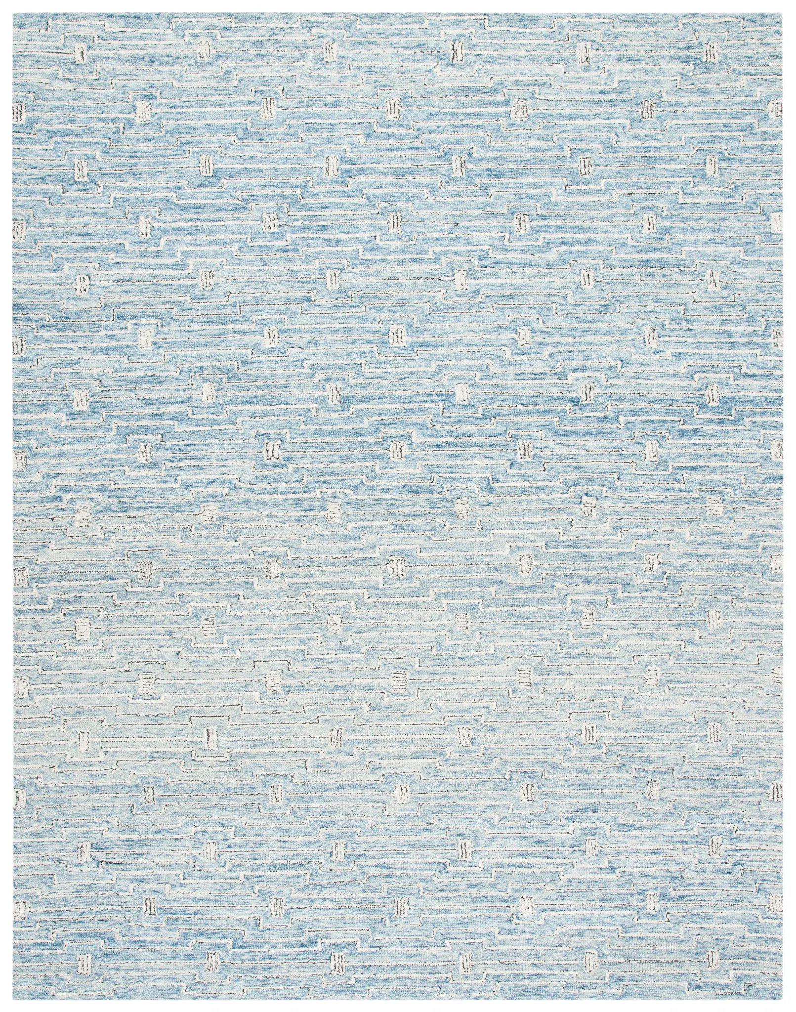Micro-Loop Stepped Grid Hand-Tufted Wool Rug