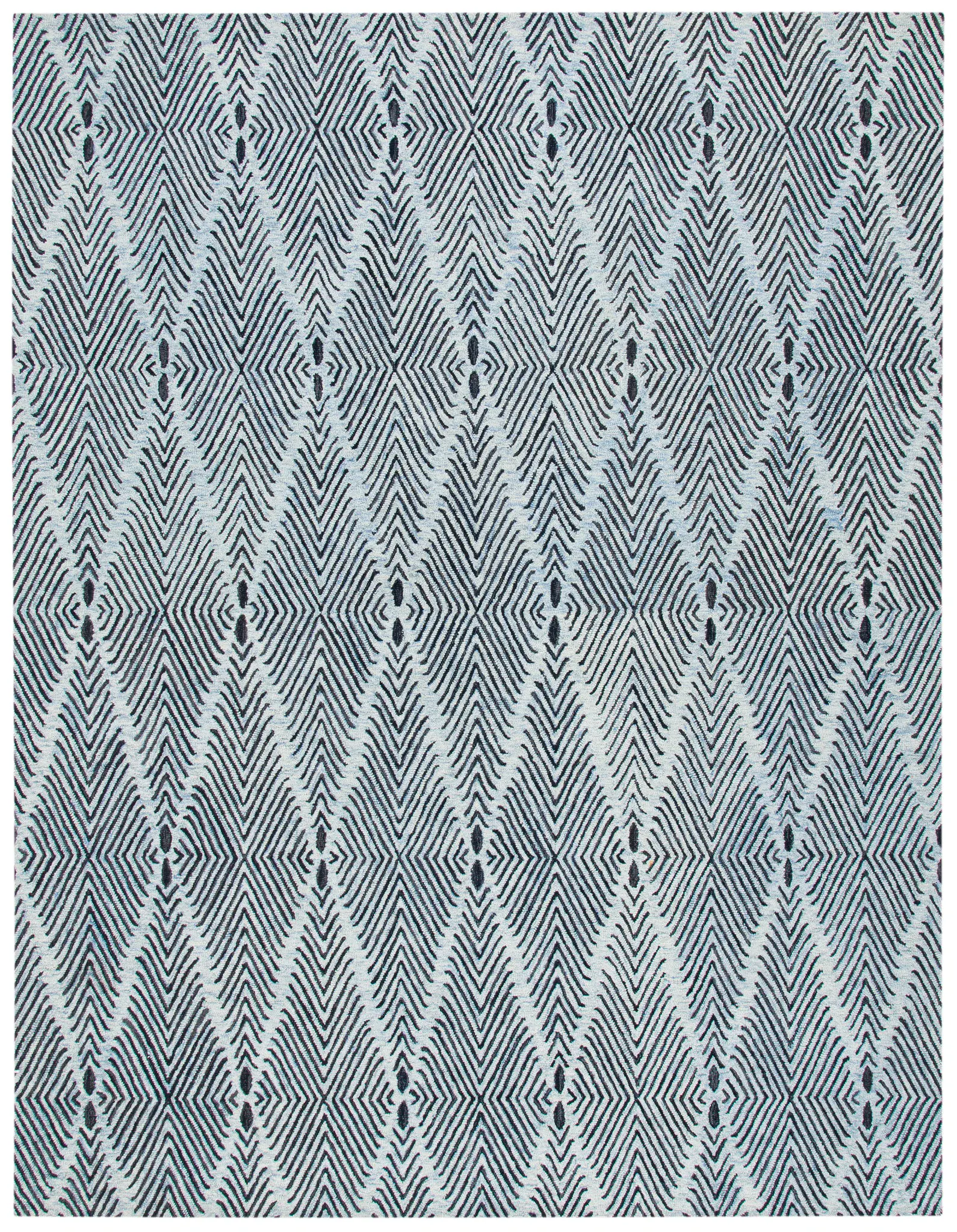 Micro-Loop Herringbone Diamond Hand-Tufted Wool Rug