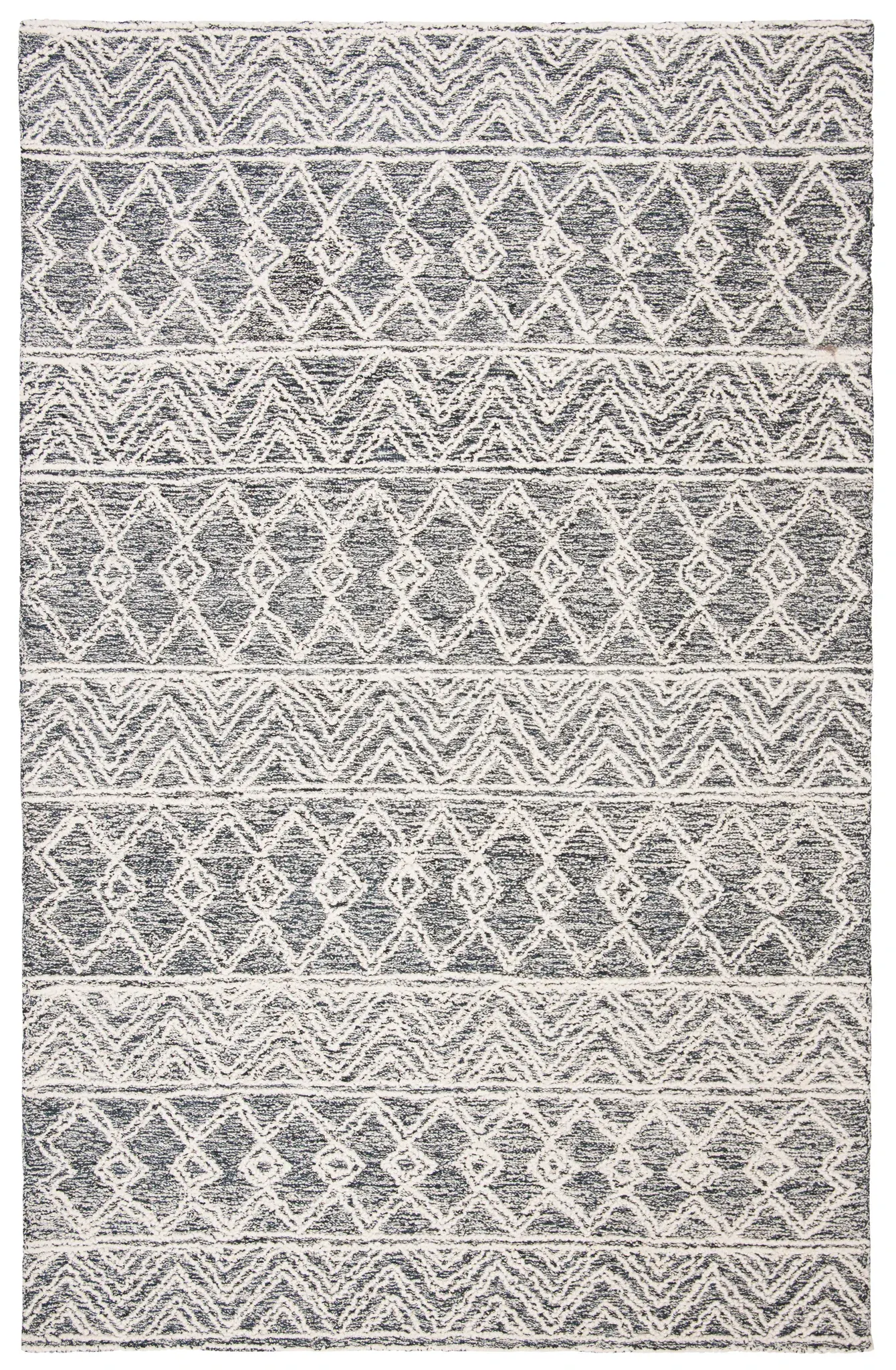Micro-Loop Banded Chevron Hand-Tufted Rug