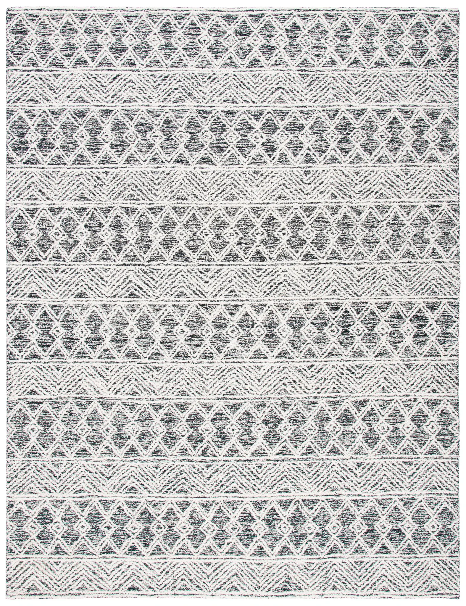 Micro-Loop Banded Chevron Hand-Tufted Rug