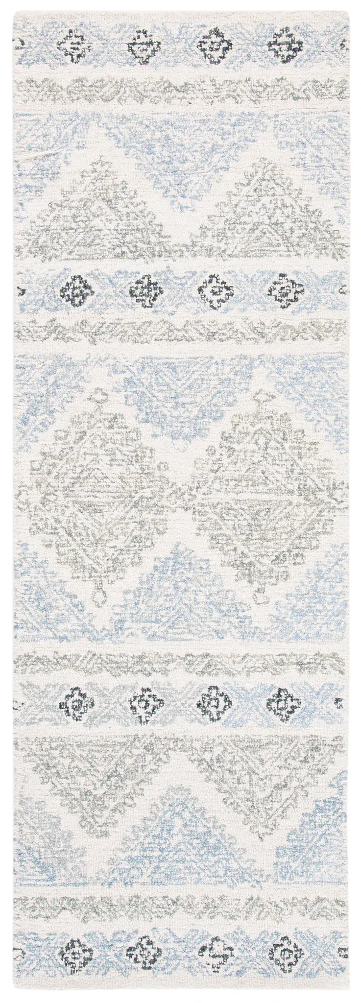 Micro-Loop Banded Geometric Hand-Tufted Rug
