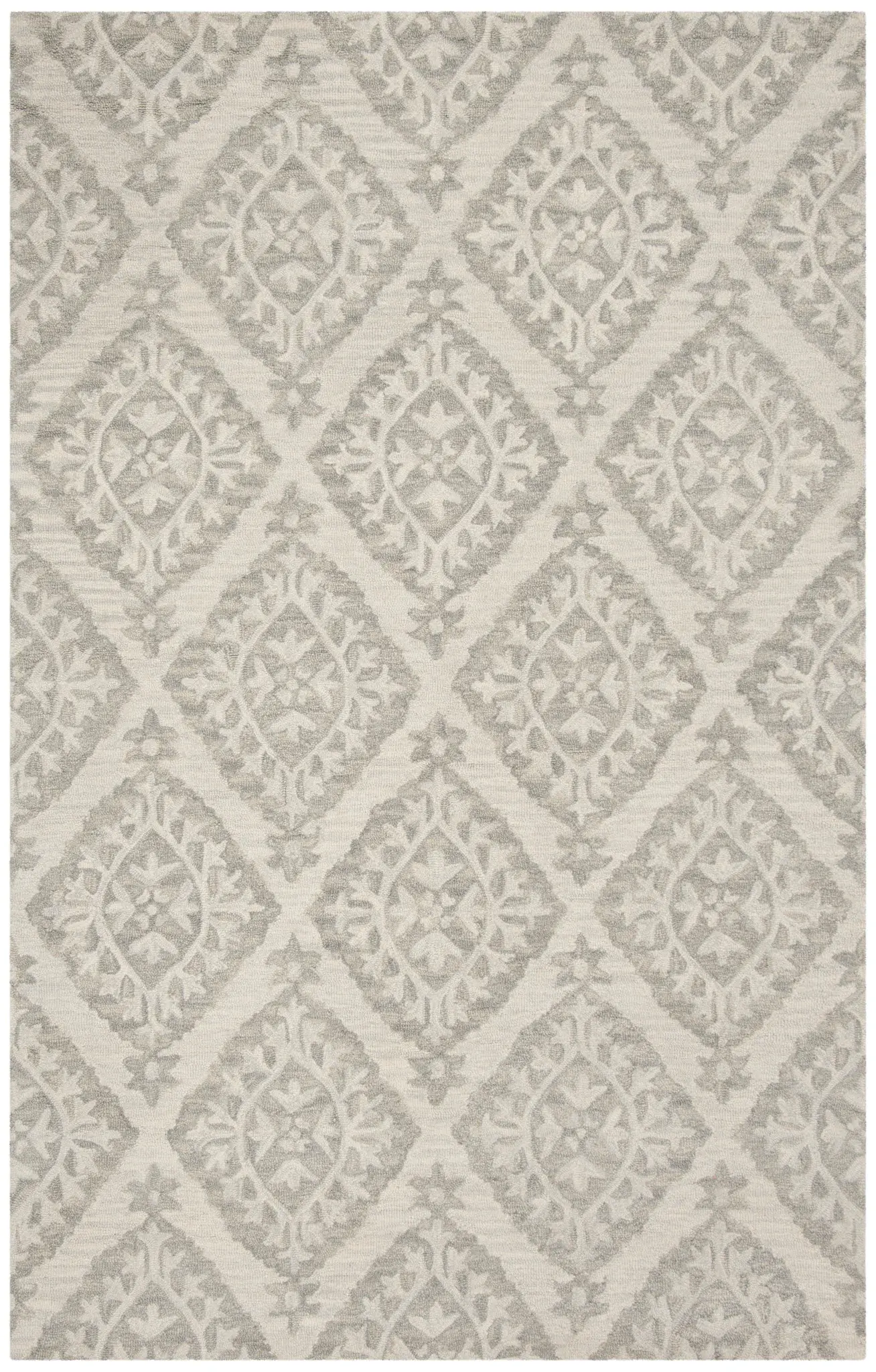 Micro-Loop Diamond Medallion Hand-Tufted Wool Rug