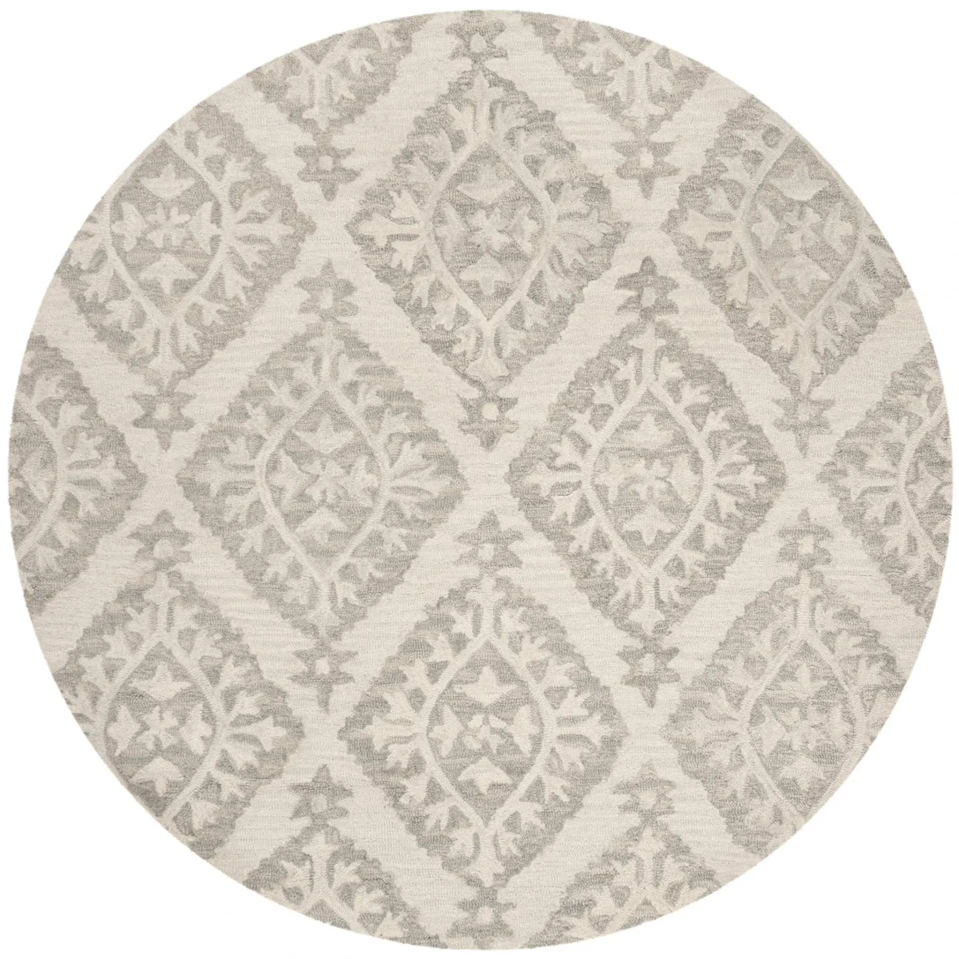 Micro-Loop Diamond Medallion Hand-Tufted Wool Rug