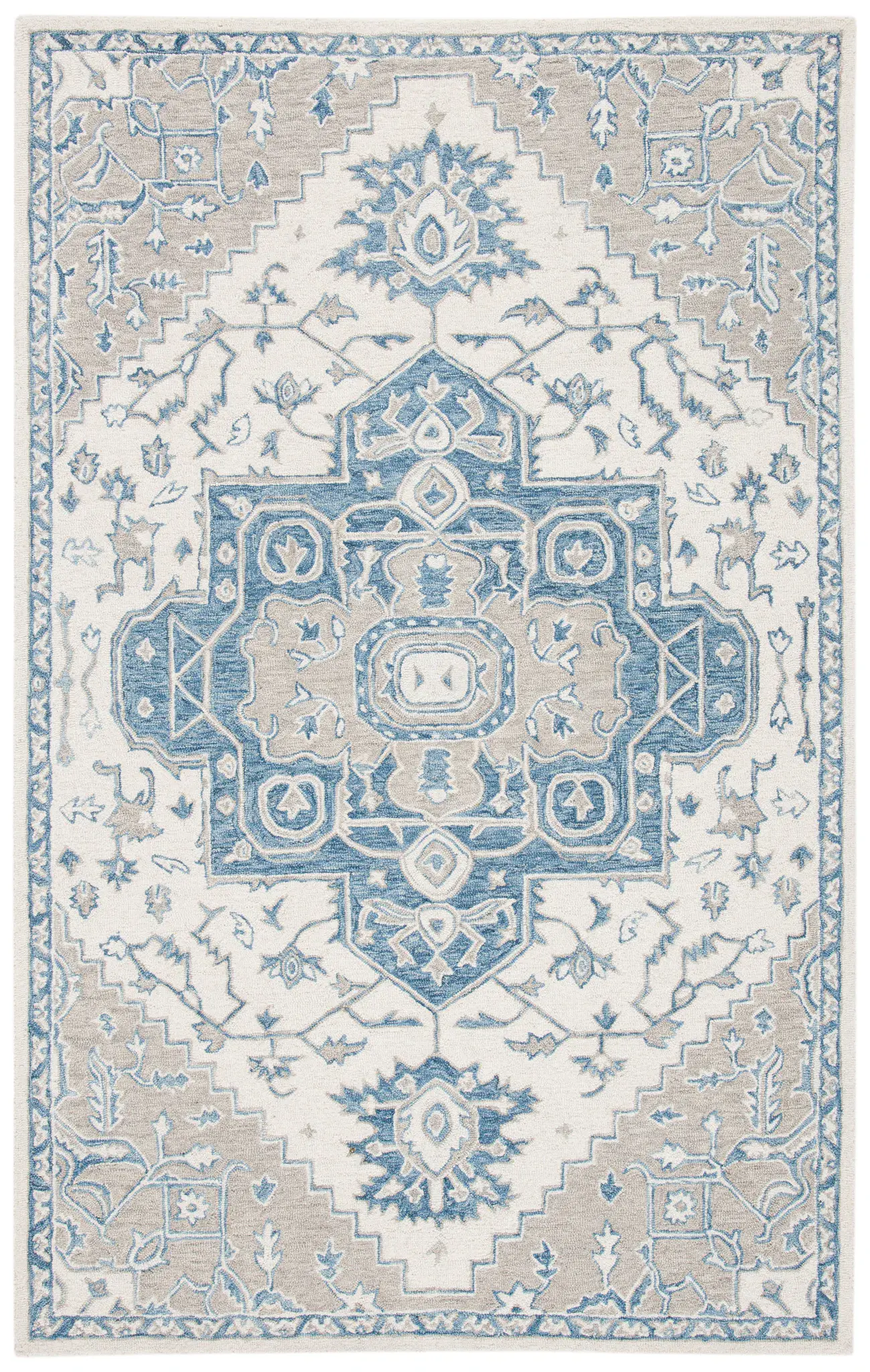 Micro-Loop Floral Medallion Hand-Tufted Rug
