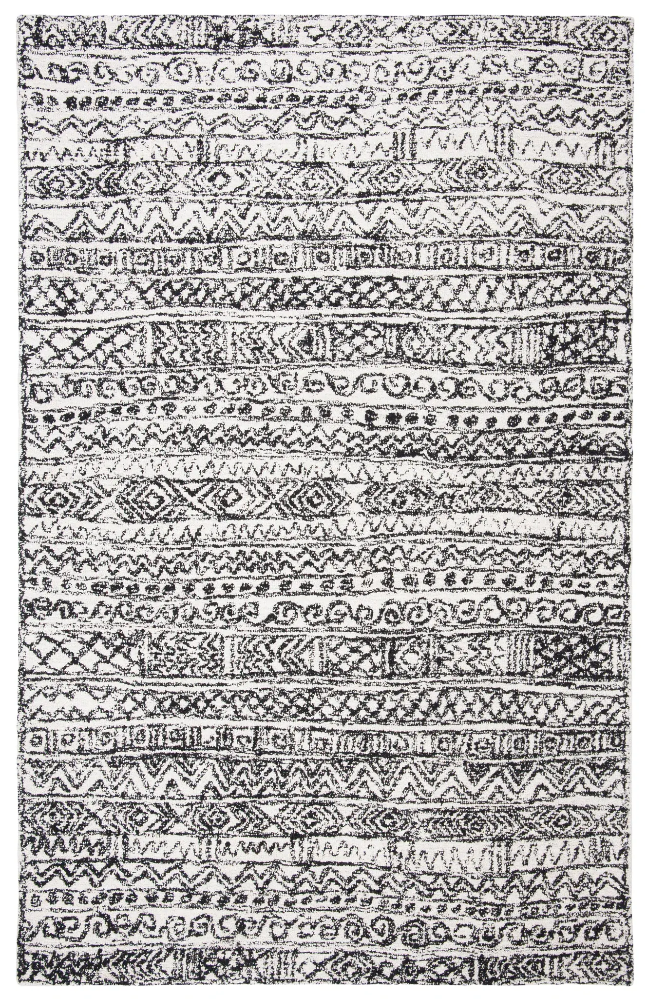 Micro-Loop Banded Tribal Hand-Tufted Rug