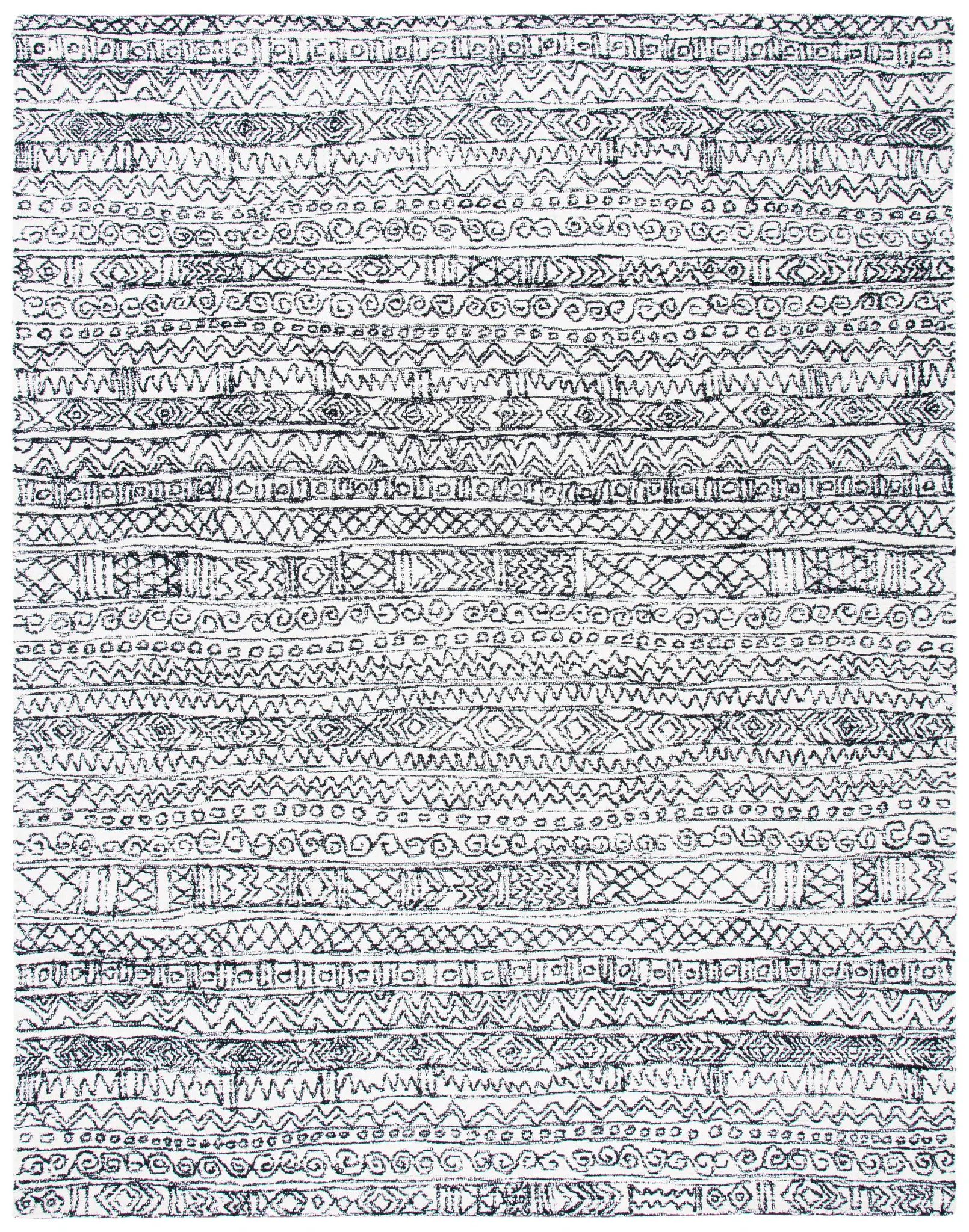 Micro-Loop Banded Tribal Hand-Tufted Rug