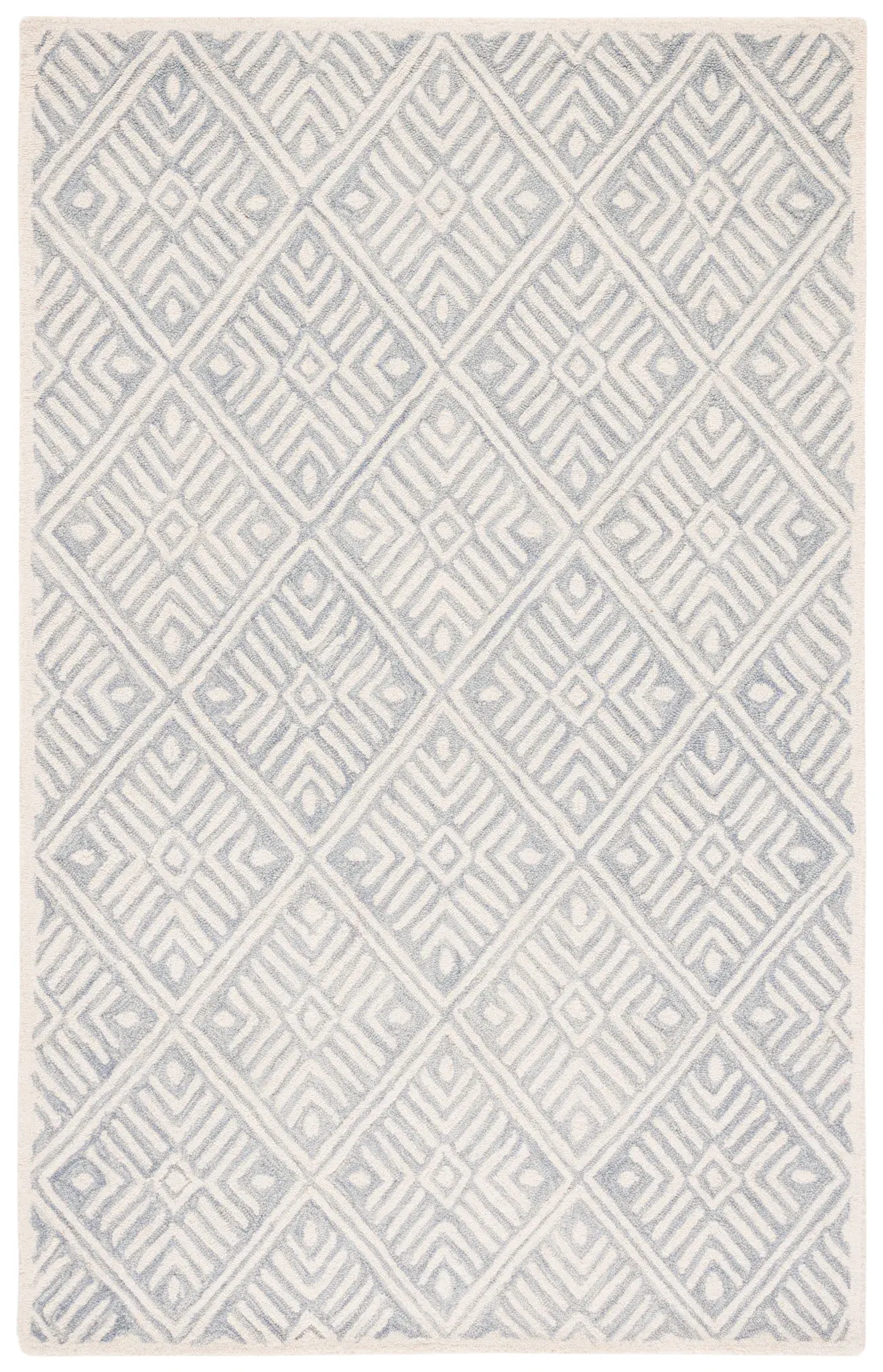 Micro-Loop Diamond Grid Hand-Tufted Wool Rug