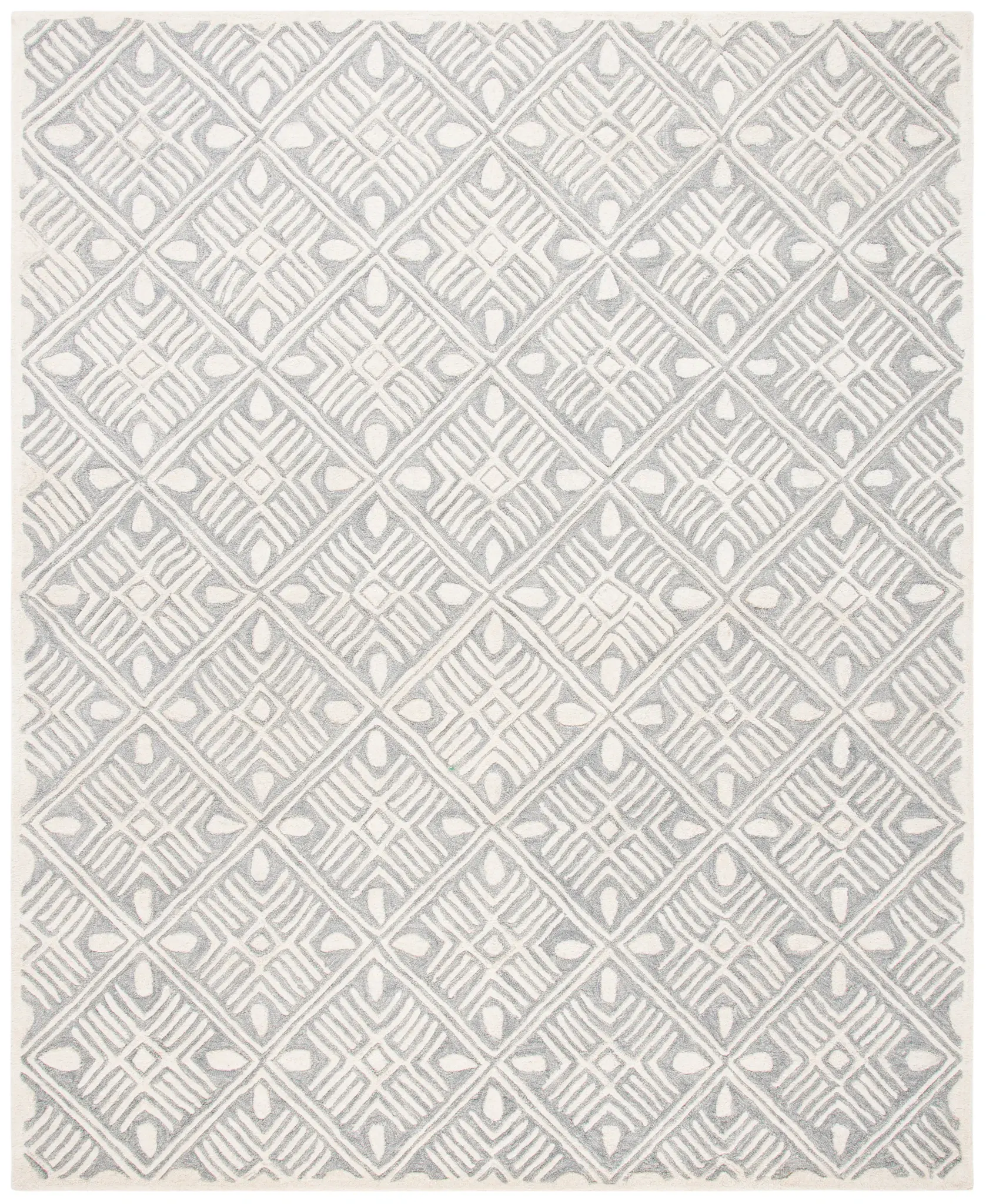 Micro-Loop Diamond Grid Hand-Tufted Wool Rug